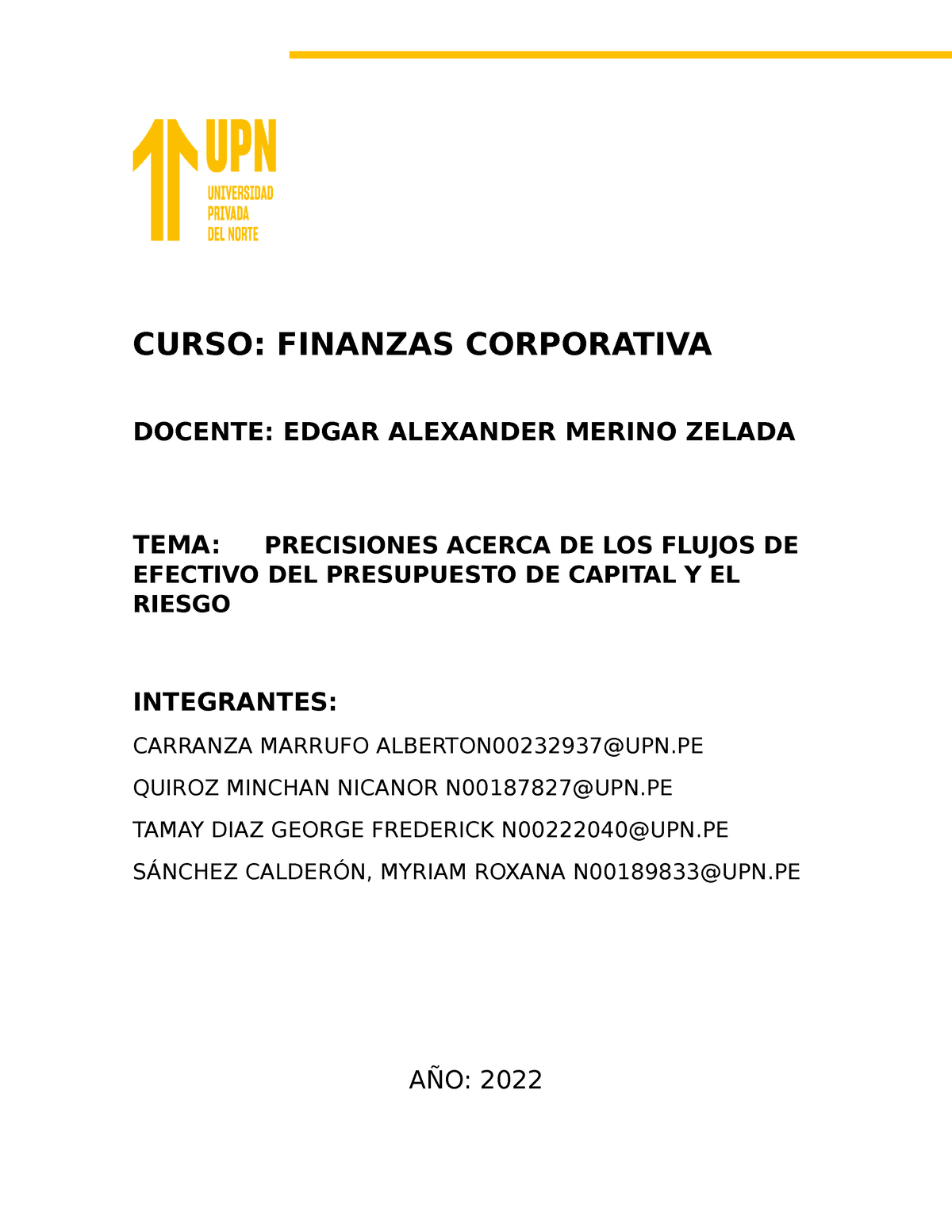 Informe Preciaciones Acerca De Los Flujos De Efectivo Del Presupuesto De Capital Y De Riegos 7647