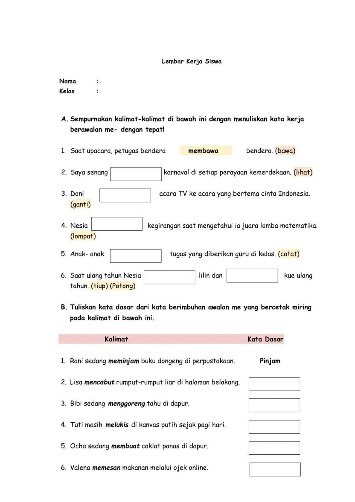 Soal Evaluasi Materi (imbuhan Me-) - Pendidikan Bahasa Dan Sastra ...