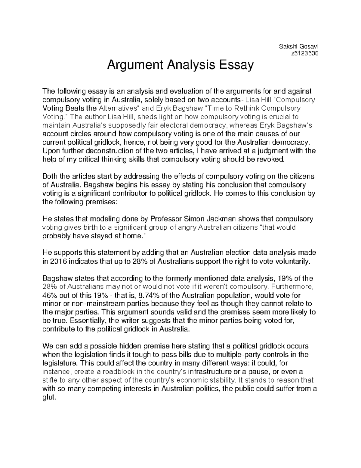 research paper with an argument