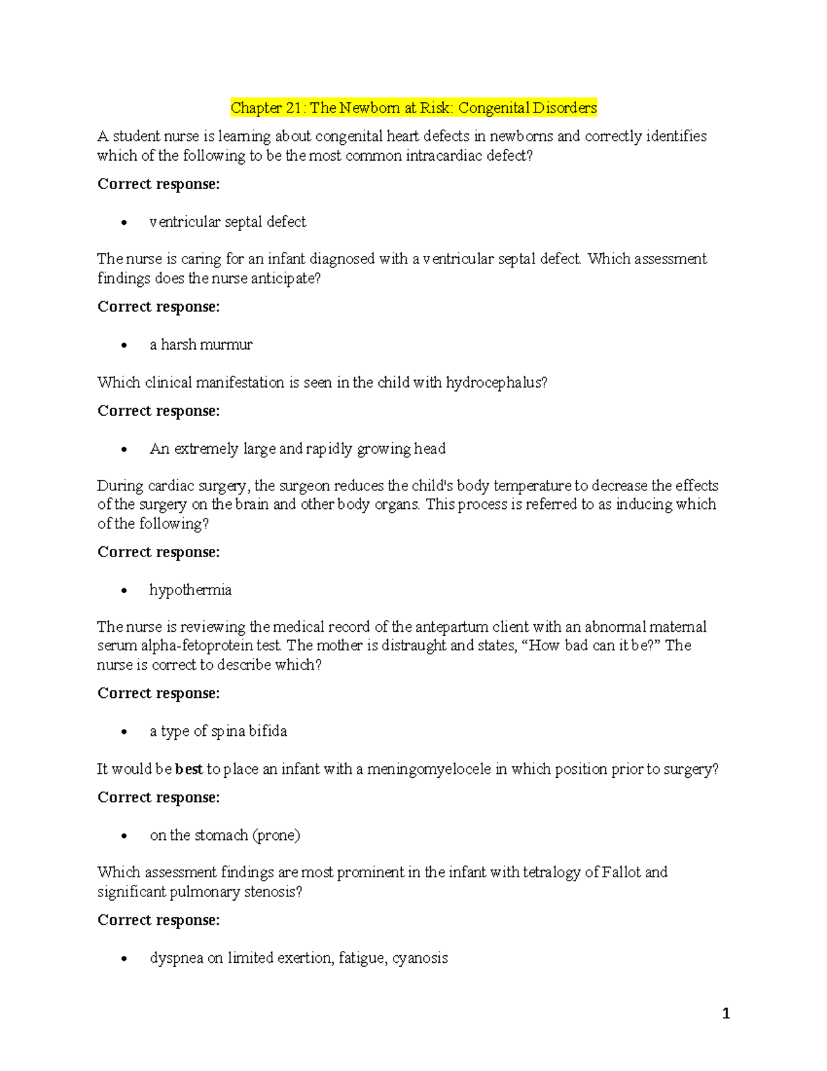 Chapter 21- The Newborn at Risk- Congenital Disorders - Which ...