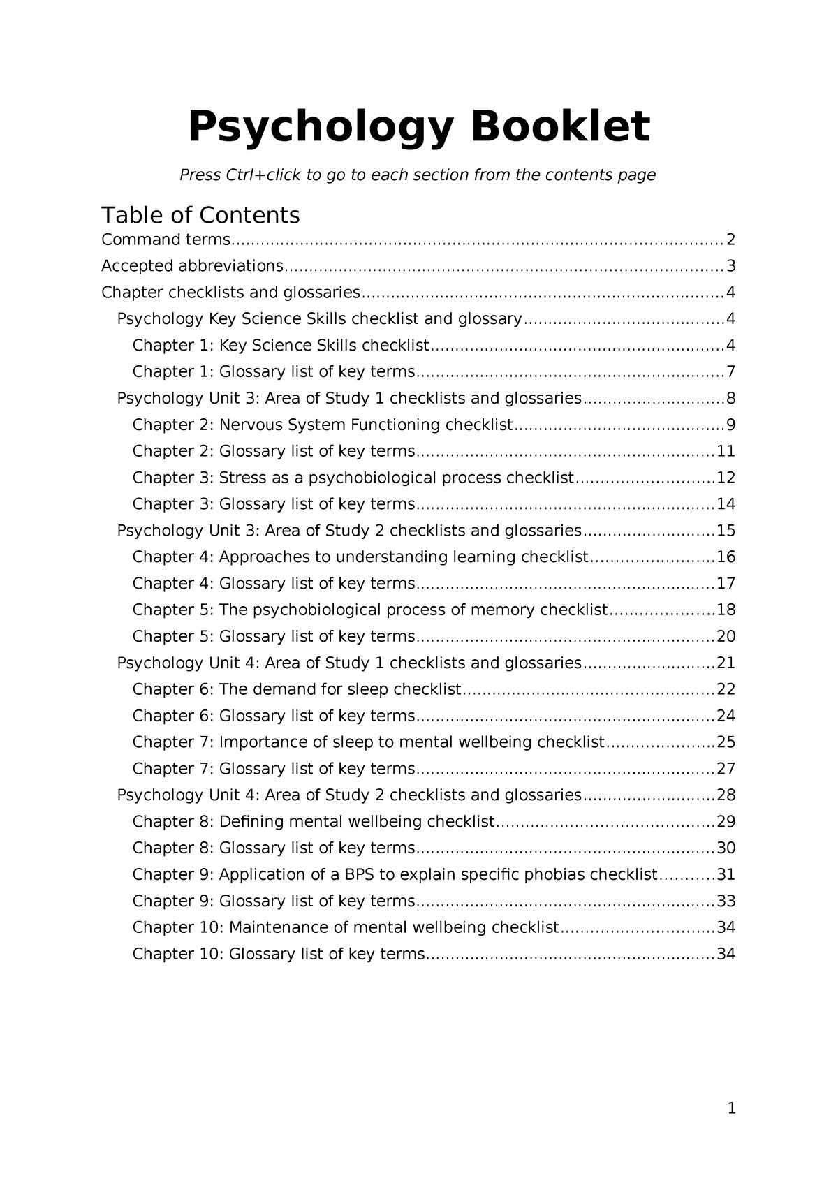 Year 12 Psychology booklet 2024 - Psychology Booklet Press Ctrl+click ...