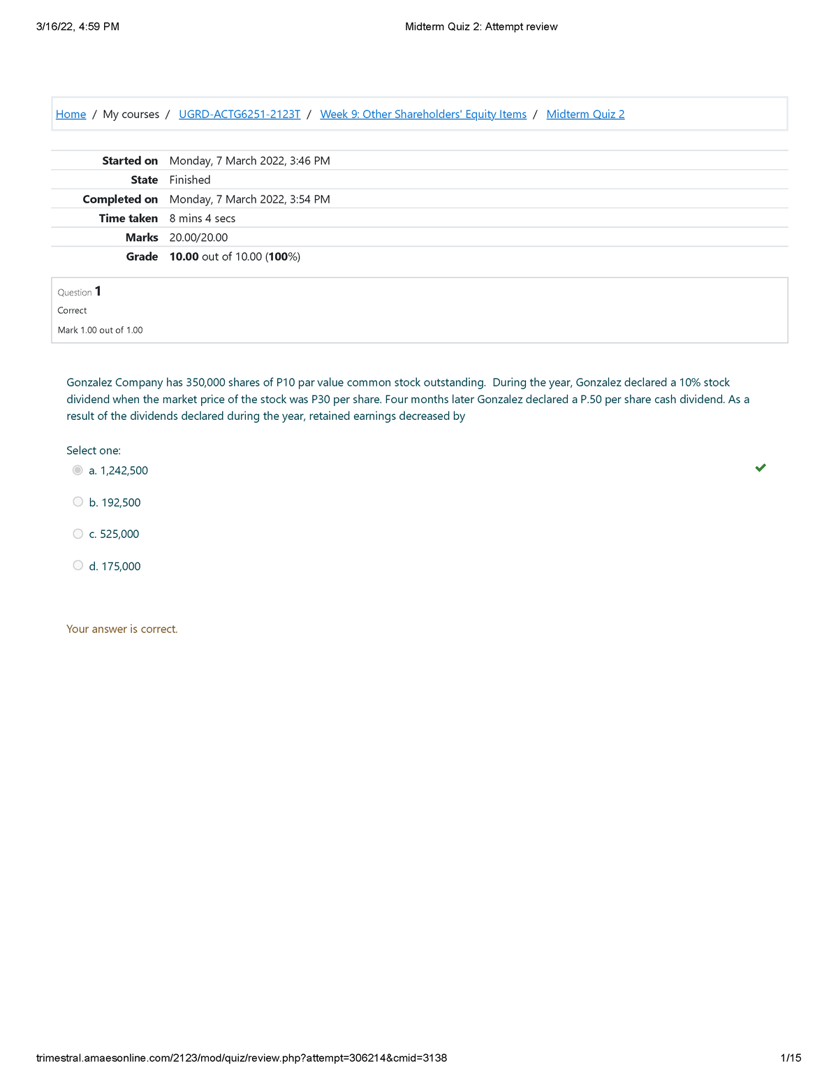 Midterm Quiz 2 Attempt Review - Home/My Courses/ UGRD-ACTG6251-2123T ...