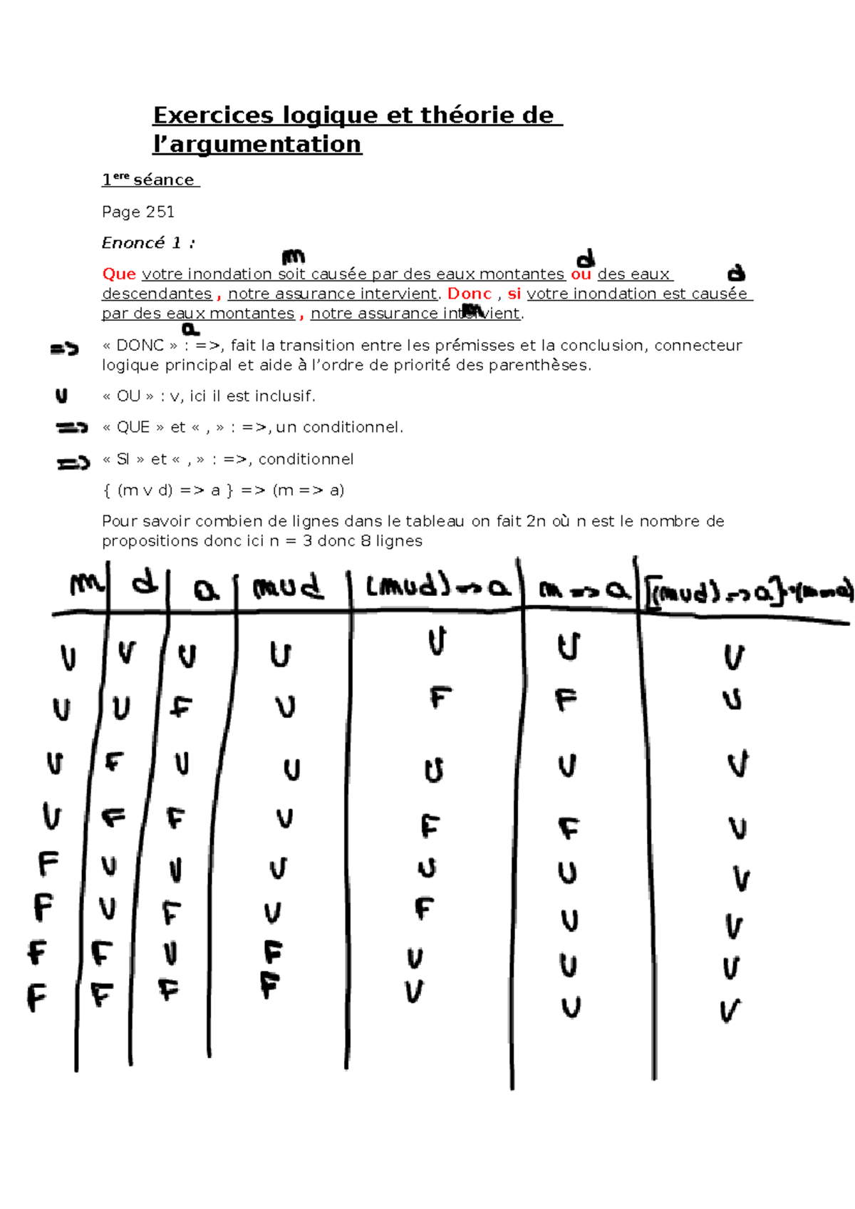 TP logique et théorie de l'argumentation juridique - Exercices logique ...