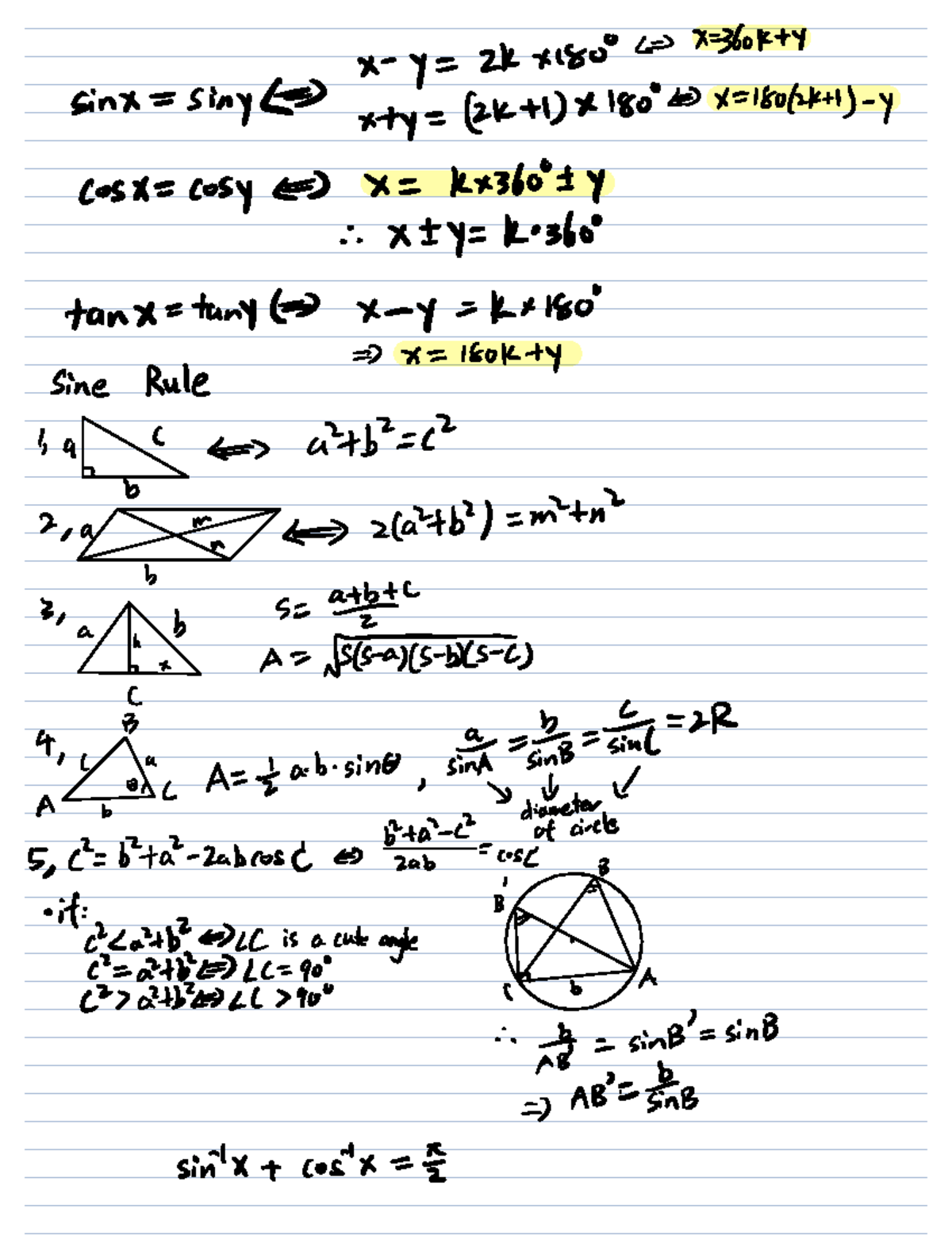 Tri Copy - Handwritten notes - X y 2k x X 36okty sin x S in y xty 2kt1 ...