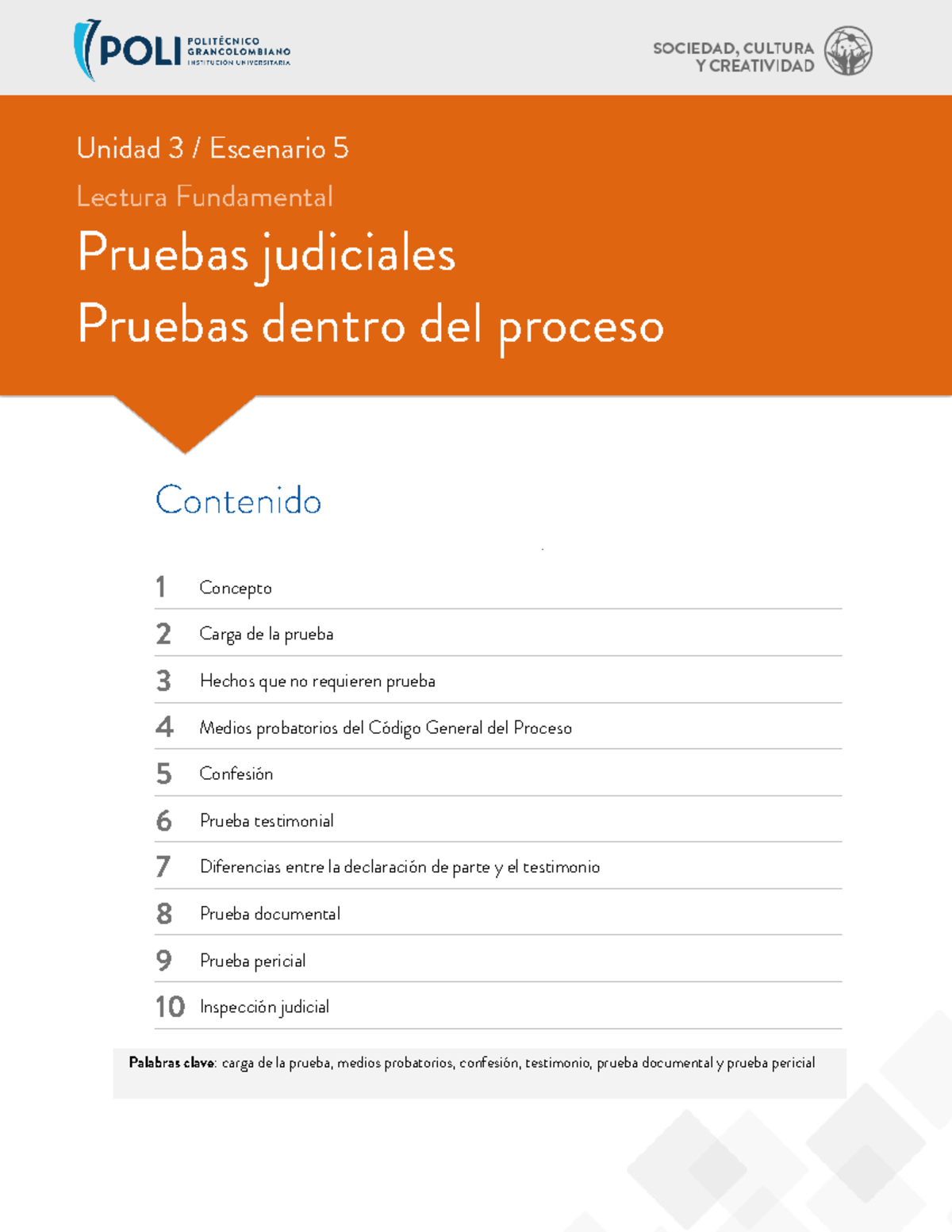 Escenario 5 Pruebas Judiciales Palabras clave carga de la prueba