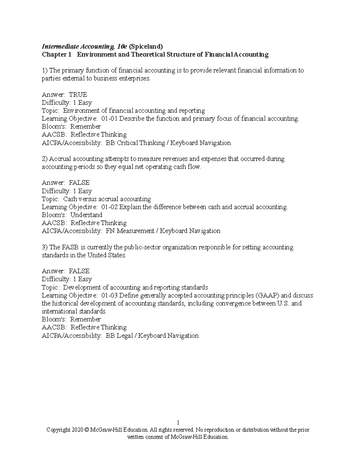 Spiceland 10e Chapter 01 TB Answer Key Intermediate Accounting, 10e