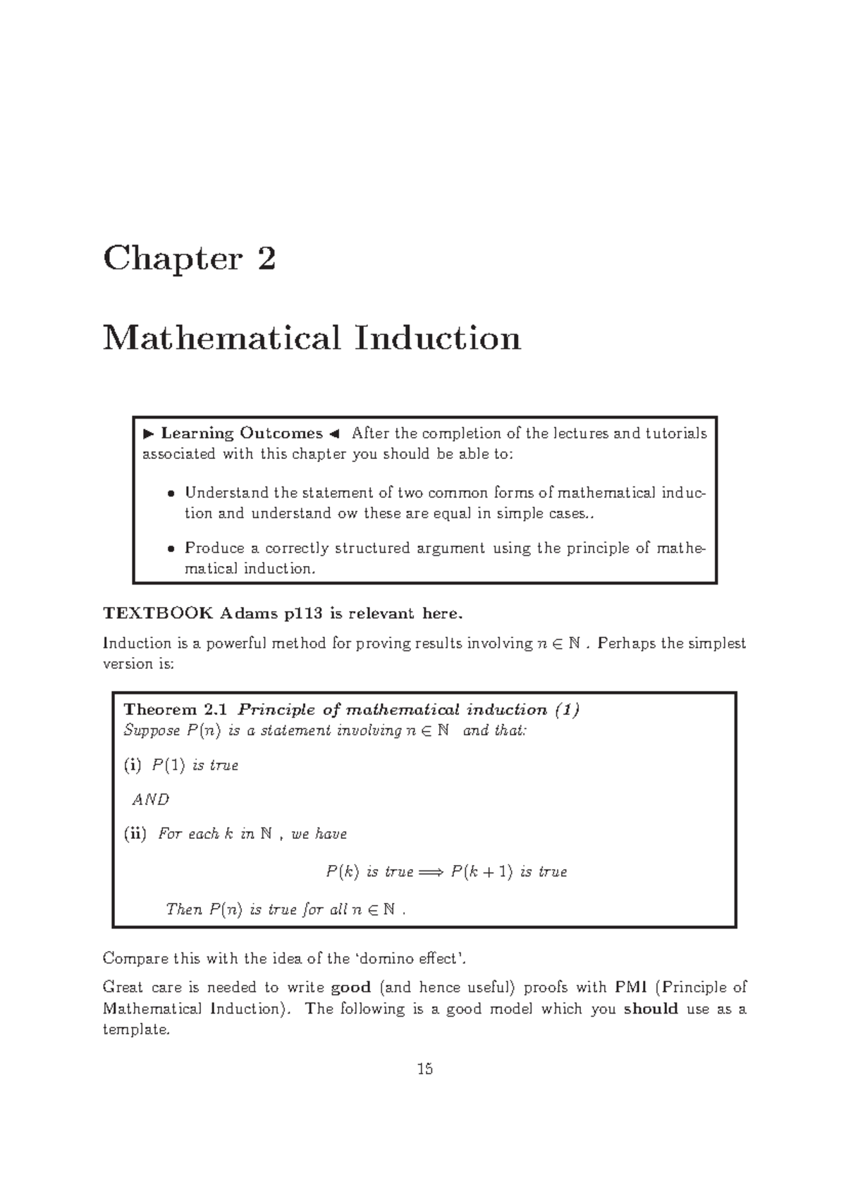 Mathematical Induction - Chapter 2 Mathematical Induction Learning ...