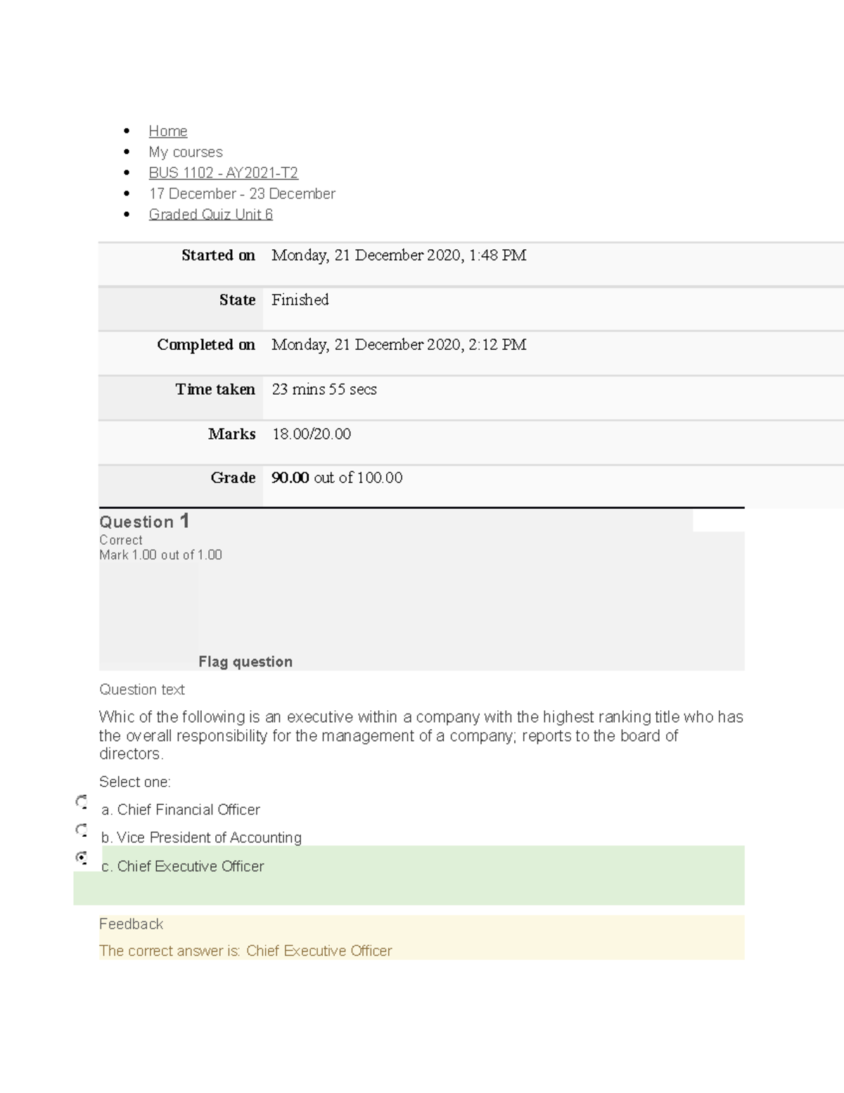 BUS 1102 - Graded Quiz (2) - Home My courses BUS 1102 - AY2021-T 17 ...