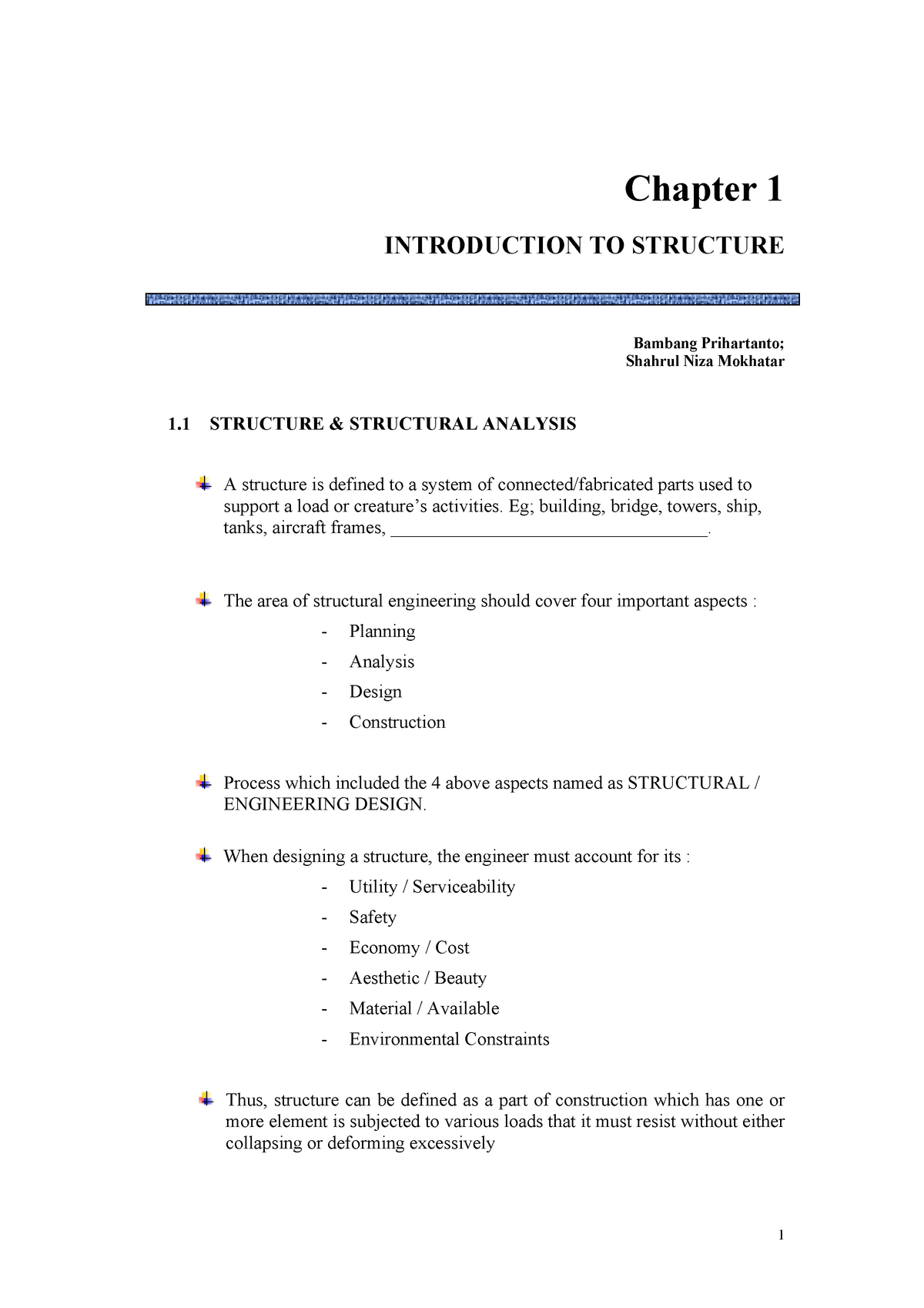 Bfc21403 Chapter 1 - This Is Good - Chapter 1 INTRODUCTION TO STRUCTURE ...