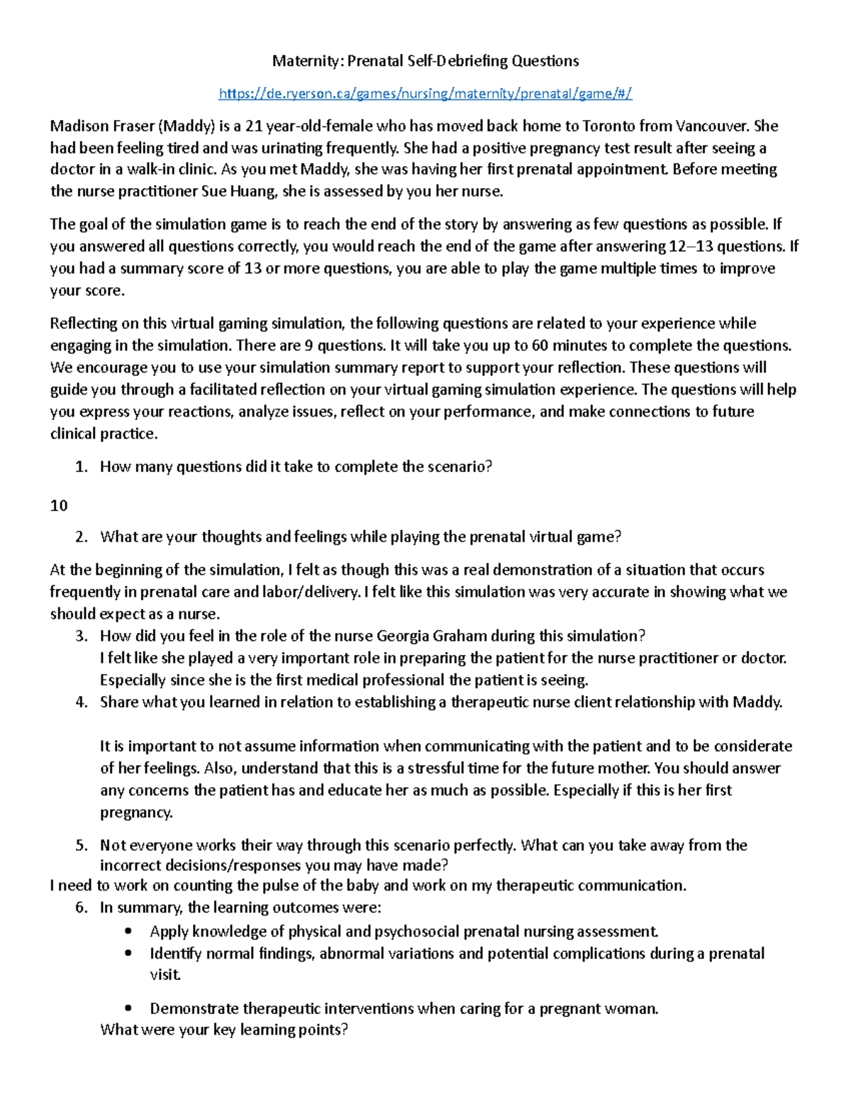 Prenatal debrief questions - Maternity: Prenatal Self-Debriefing ...