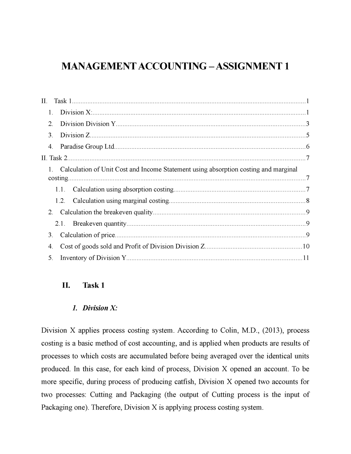 assignment management accounting