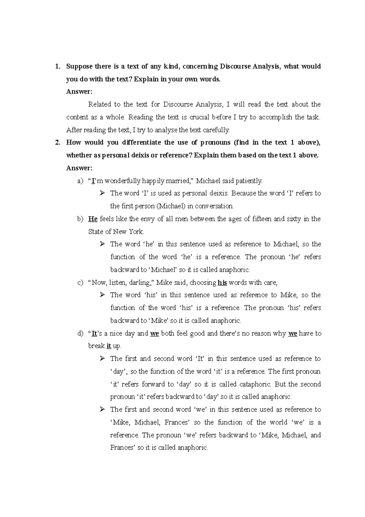 DA 3 Several Basic Question Related To Discourse Analysis Suppose