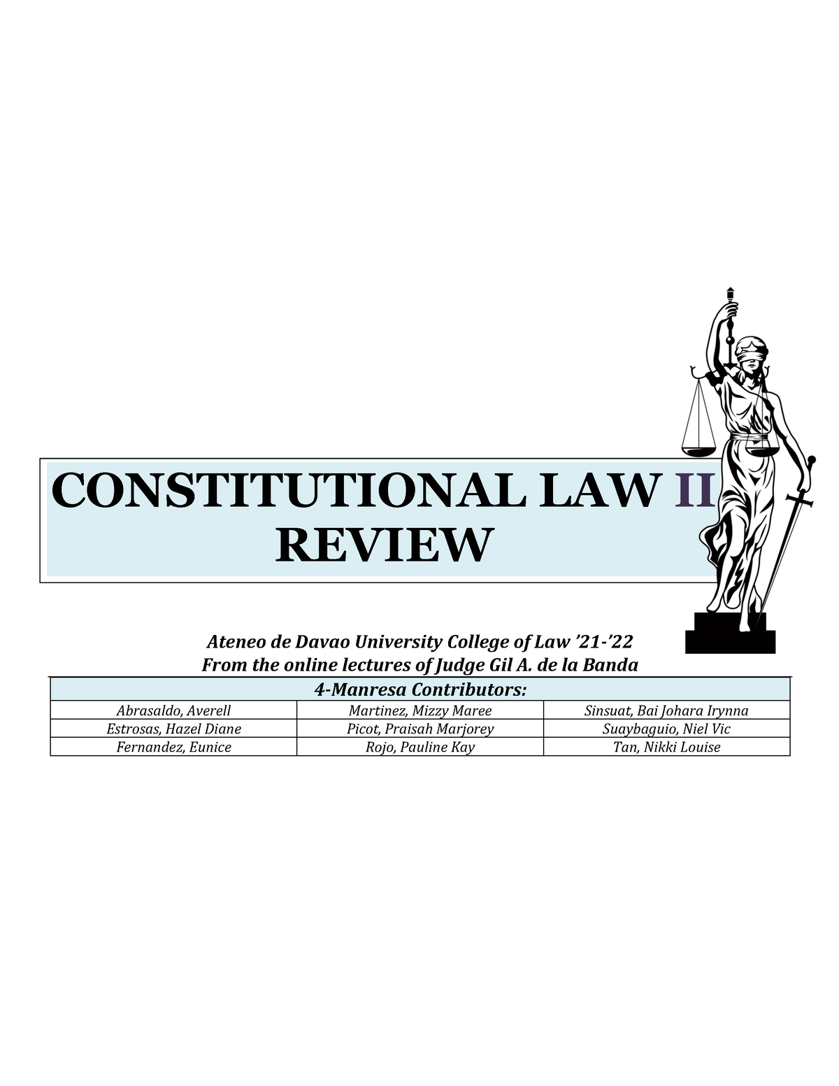 Consti LAW II 2021-TSN - Aaaaa - CONSTITUTIONAL LAW II REVIEW Ateneo De ...