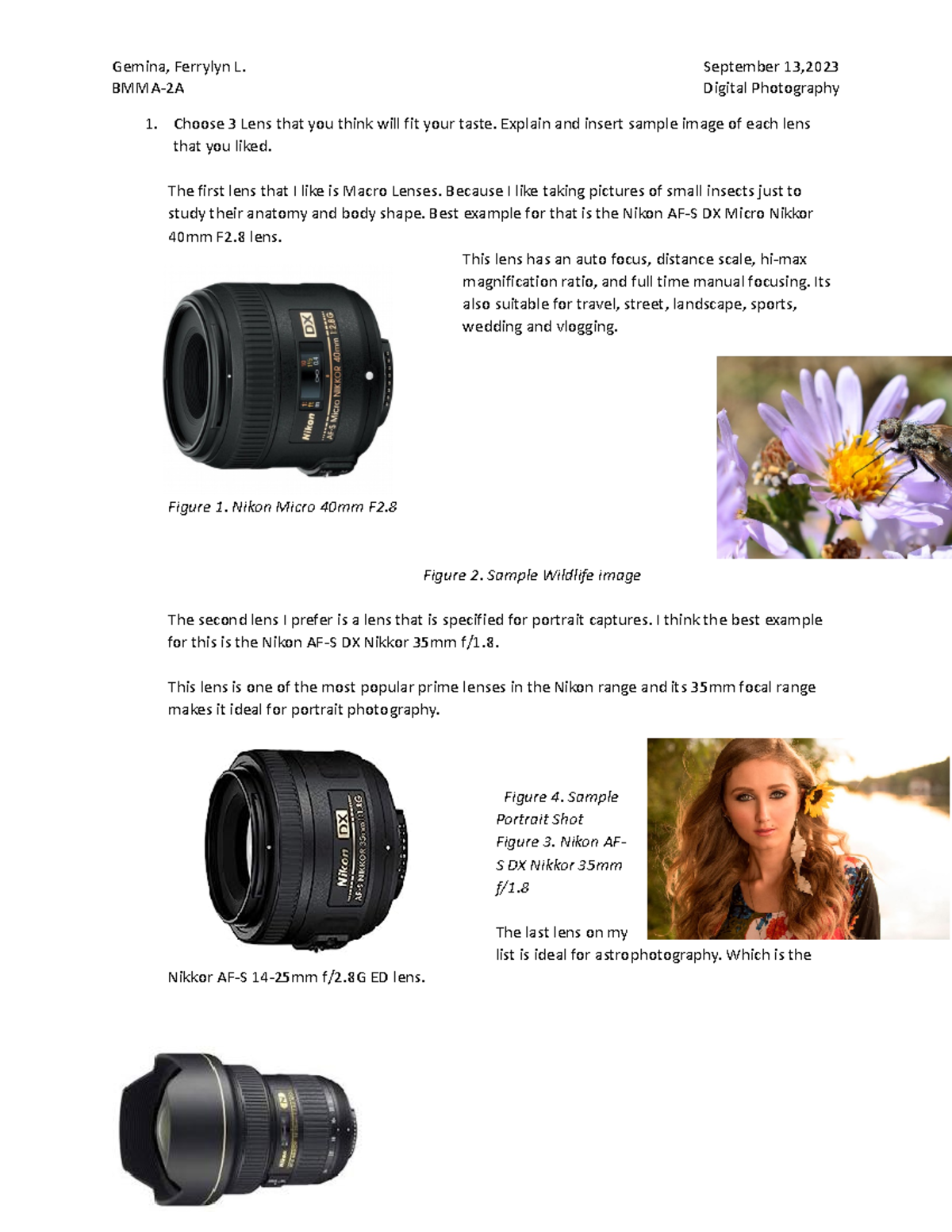 Diff types of lenses Gemina, Ferrylyn L. September 13, BMMA2A