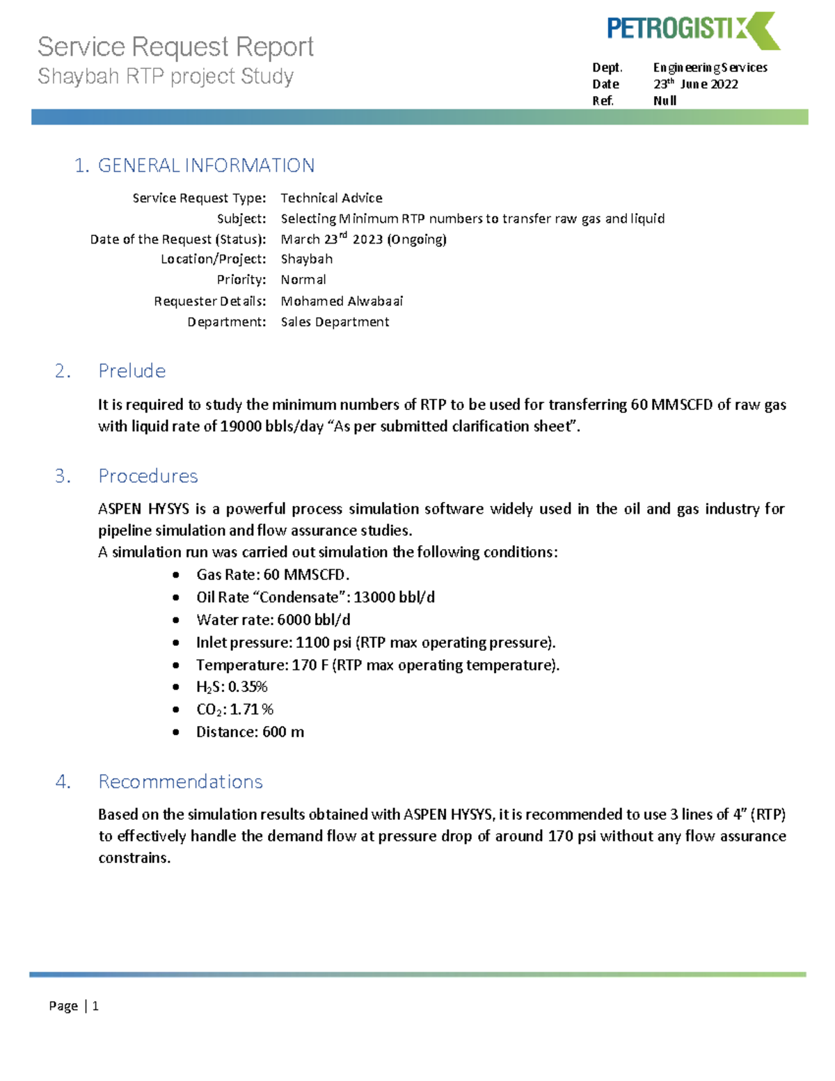 SR-23032023 High Flow SHYB - Service Request Report Shaybah RTP project ...
