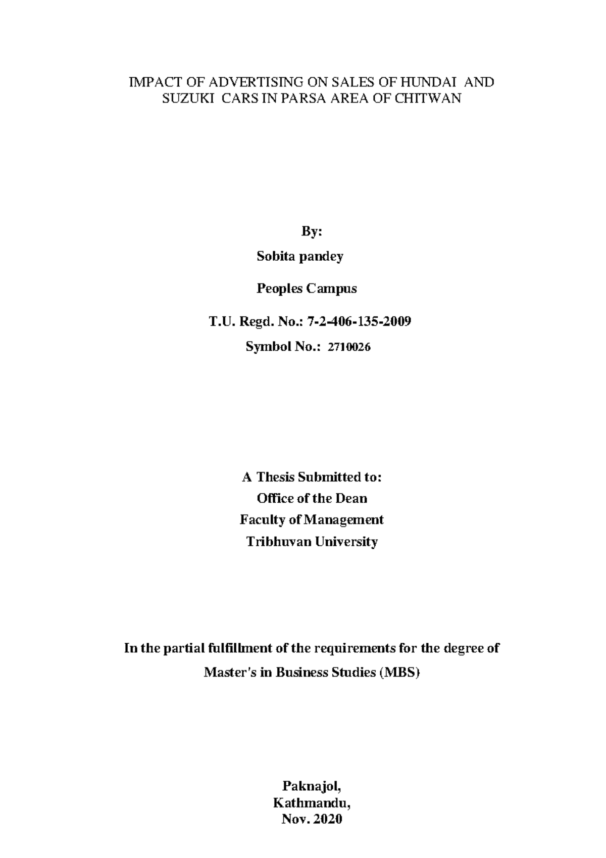 All theshis - Thesis - IMPACT OF ADVERTISING ON SALES OF HUNDAI AND ...