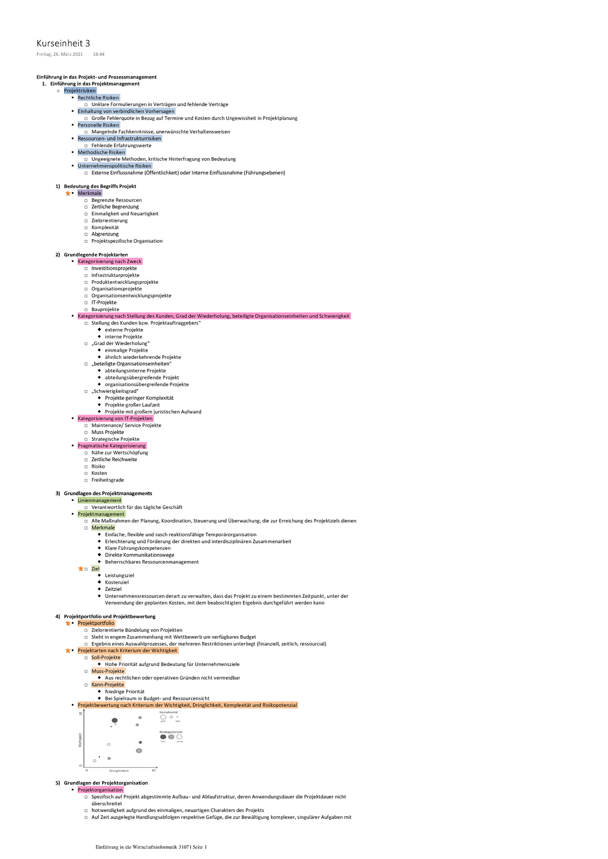 Zusammenfassung Kurseinheit Wirtschaftsinformatik Einf Hrung In Das Projekt Und Studocu