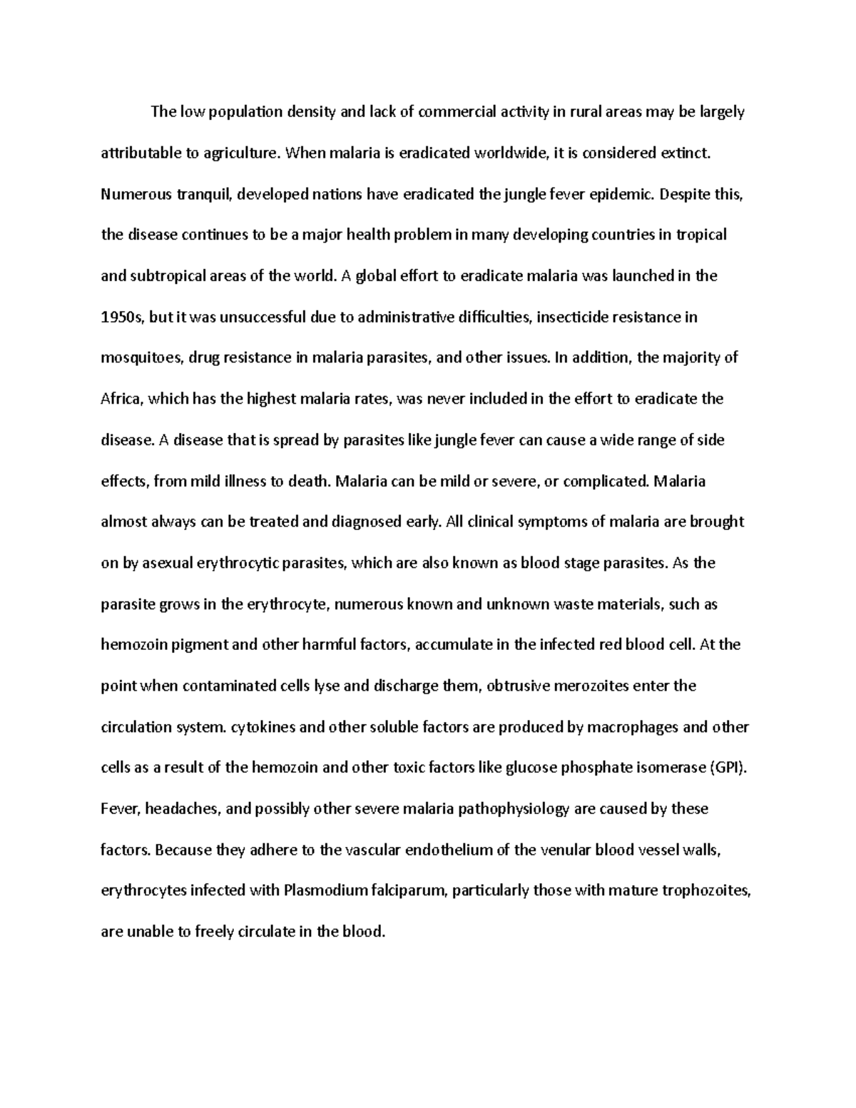Endothelium of the venular blood vessel walls, erythrocytes infected ...