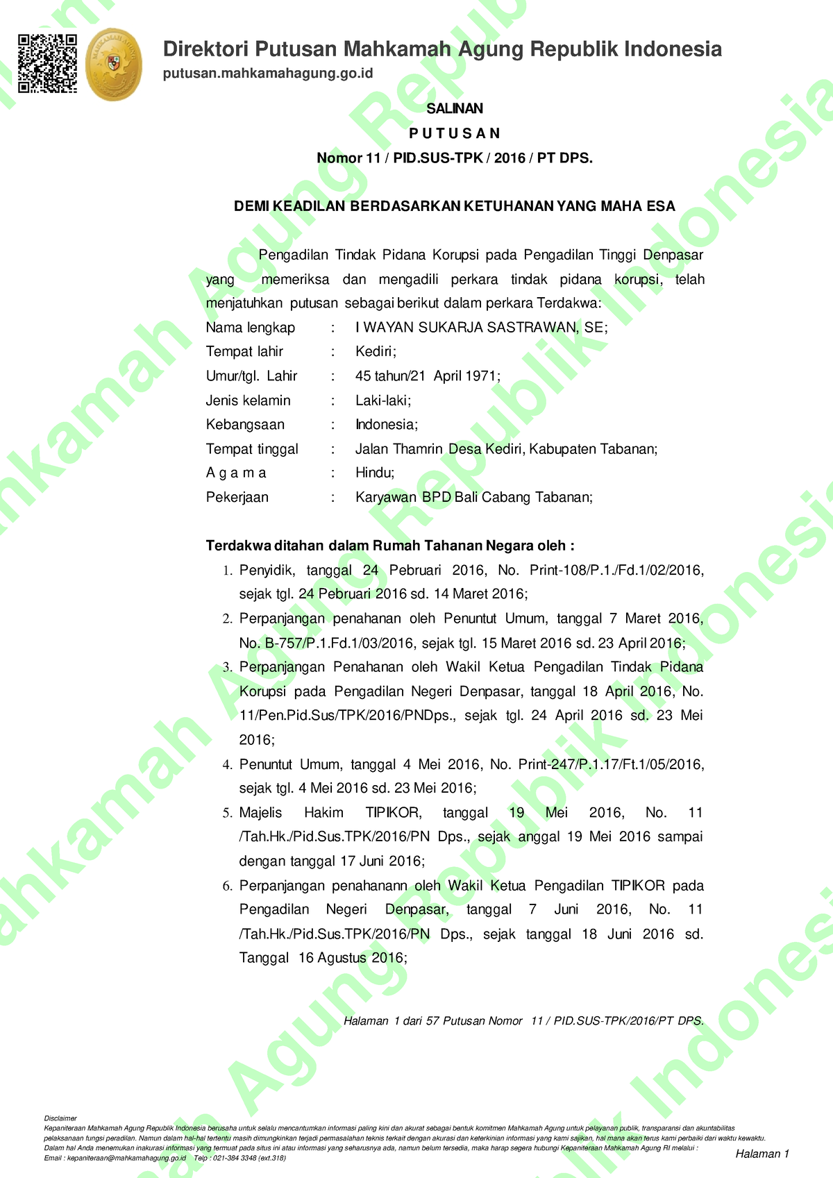 Putusan 11 Pid - Study Kasus - Indonesia Putusan.mahkamahagung.go ...