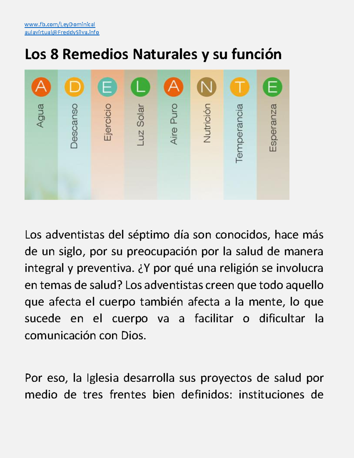 Los 8 Remedios Naturales y su función - Ministerio LD - aulavirtual ...