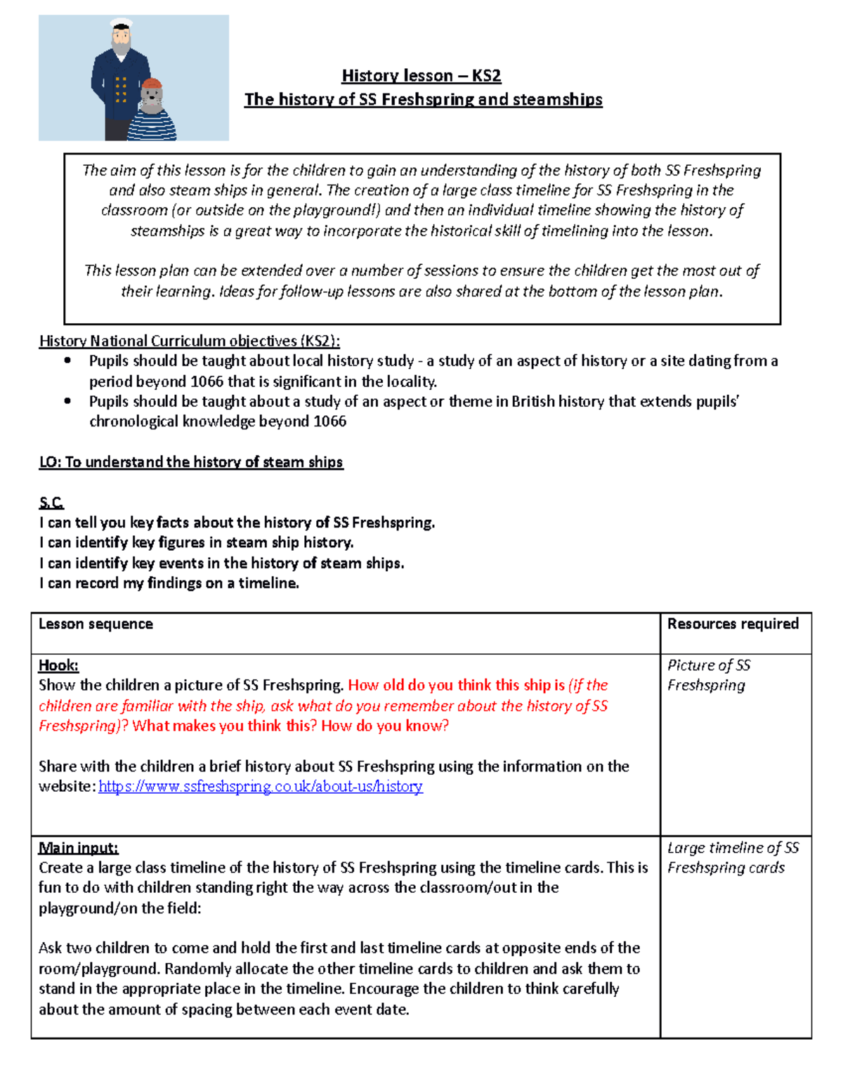 Lesson plan the history of steam ships - History lesson – KS The ...
