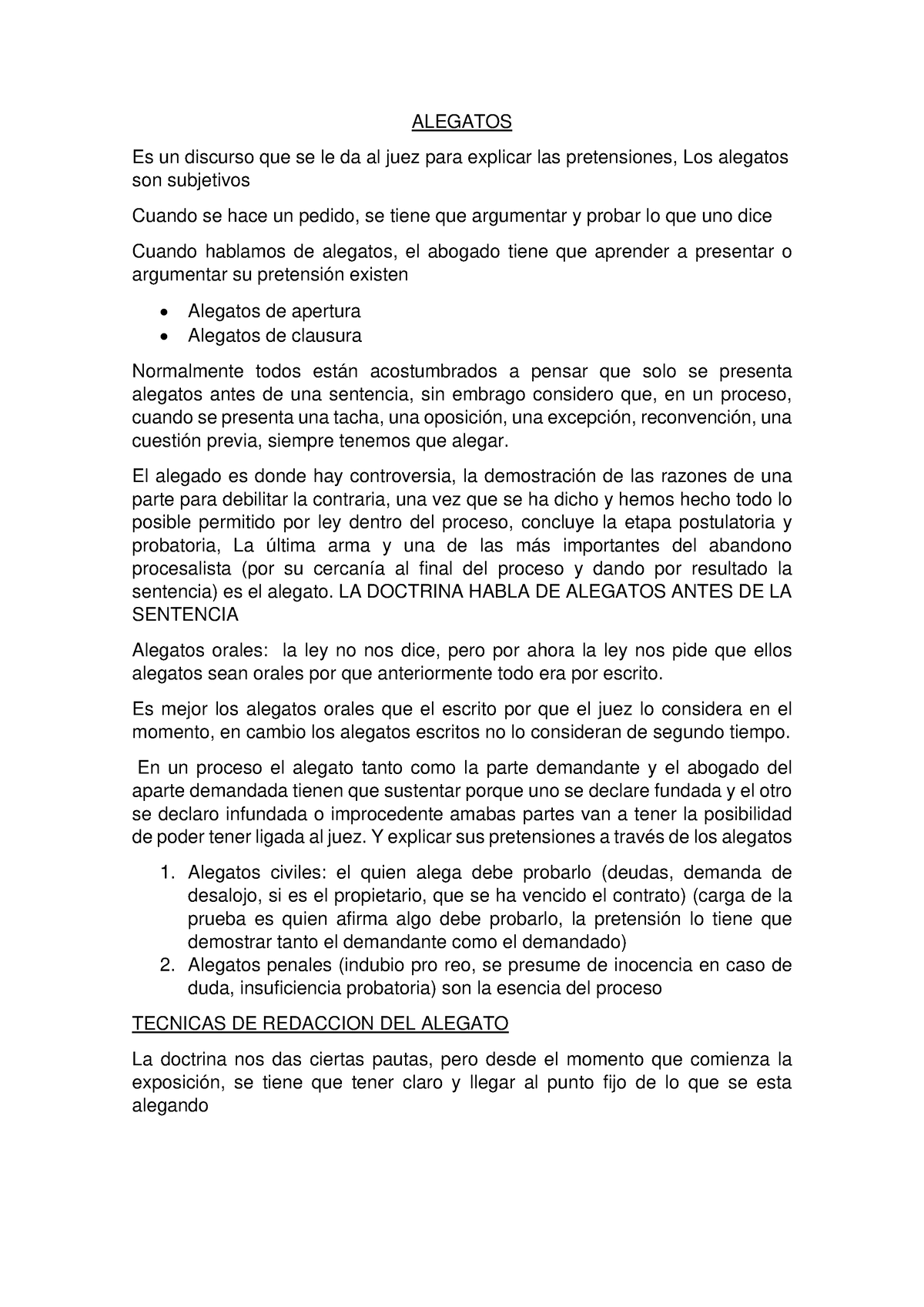 Alegatos -sentencias -casacion - ALEGATOS Es Un Discurso Que Se Le Da ...