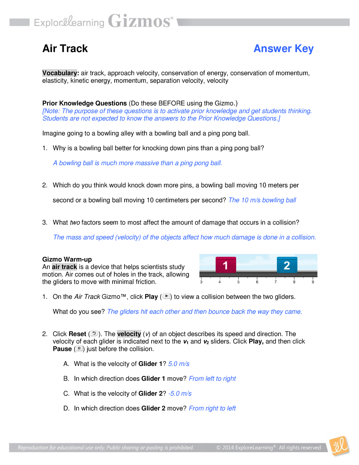 Air Track Answers Introduction Air Track Answer Key Vocabulary air