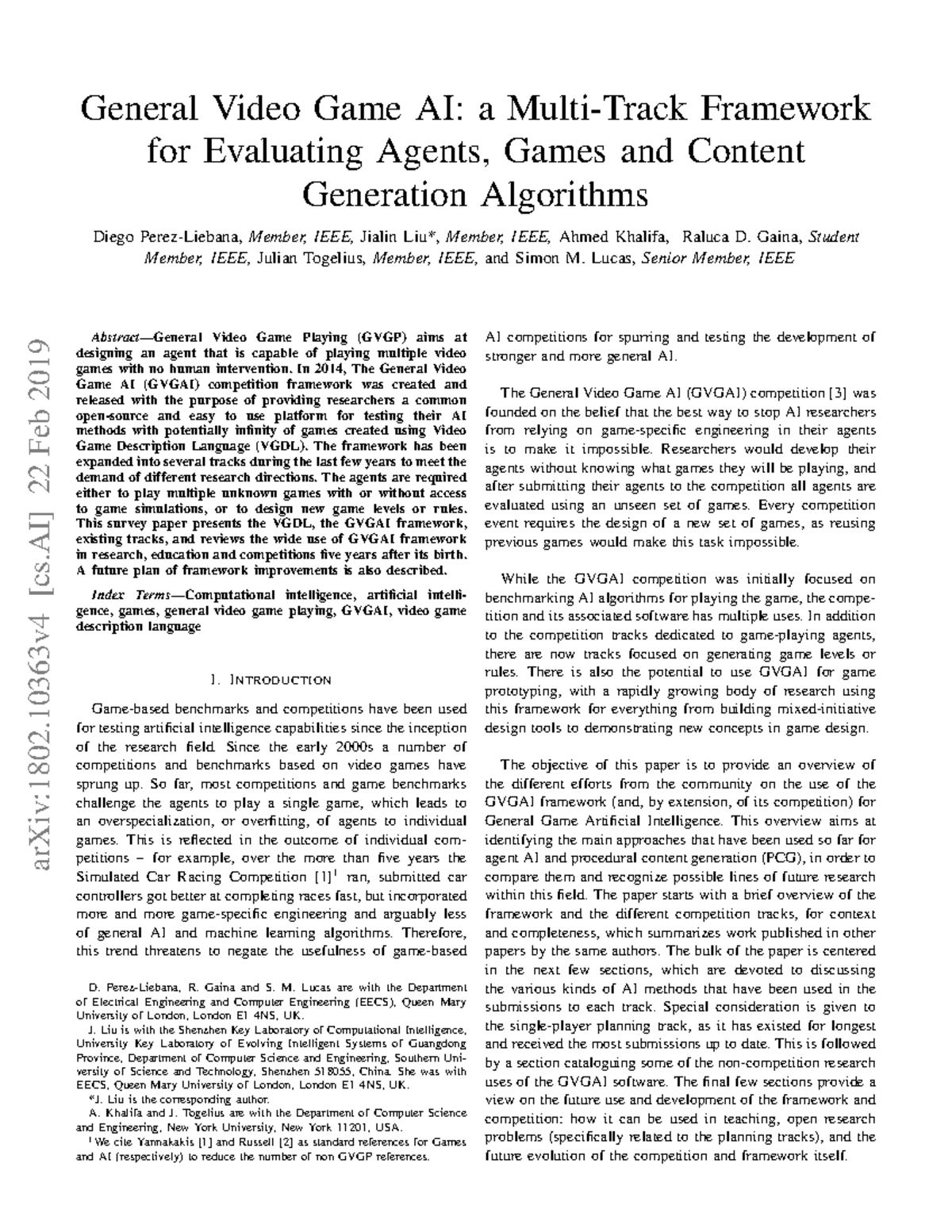 General Video Game AI A Multitrack Framework for Evaluating Agents ...