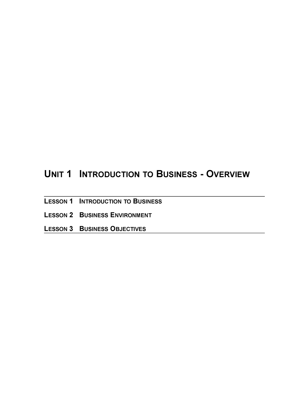 BBM102 UNIT1 - UNIT 1 INTRODUCTION TO BUSINESS - OVERVIEW LESSON 1 ...