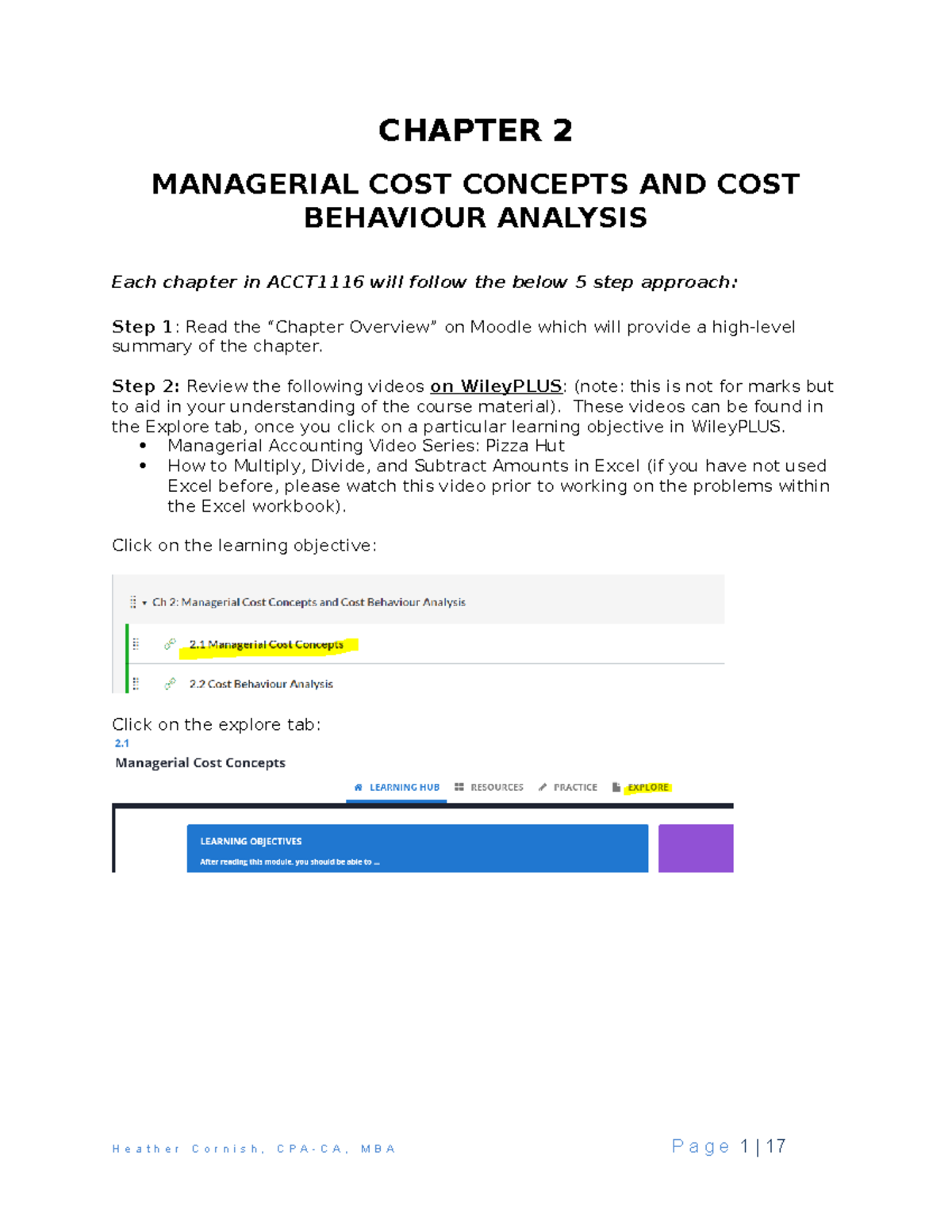 ACCT 1116 Chapter 2 - CHAPTER 2 MANAGERIAL COST CONCEPTS AND COST ...