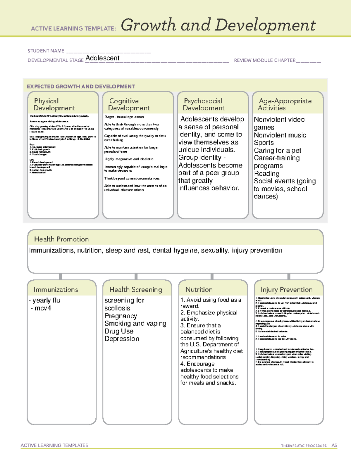 Adolescent - ACTIVE LEARNING TEMPLATES THERAPEUTIC PROCEDURE A EXPECTED ...