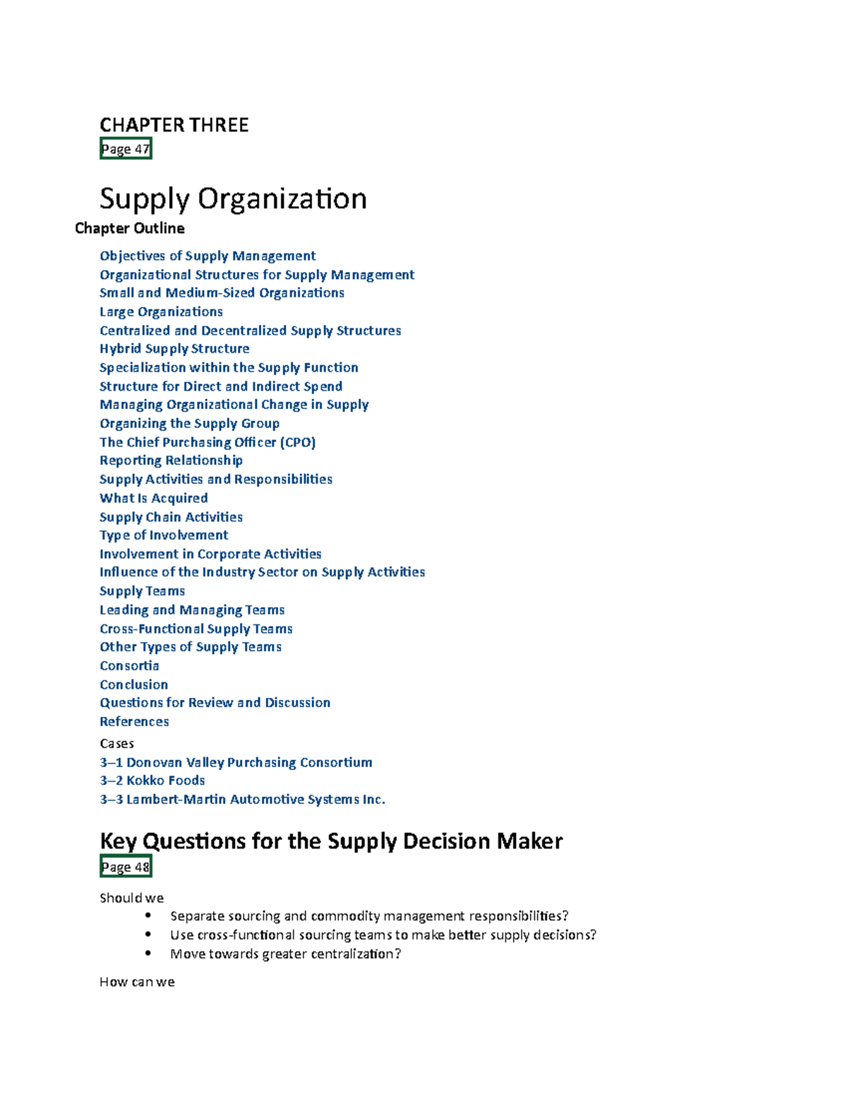 Chapter 3 - Supply Organization - CHAPTER THREE Page 47 Supply ...