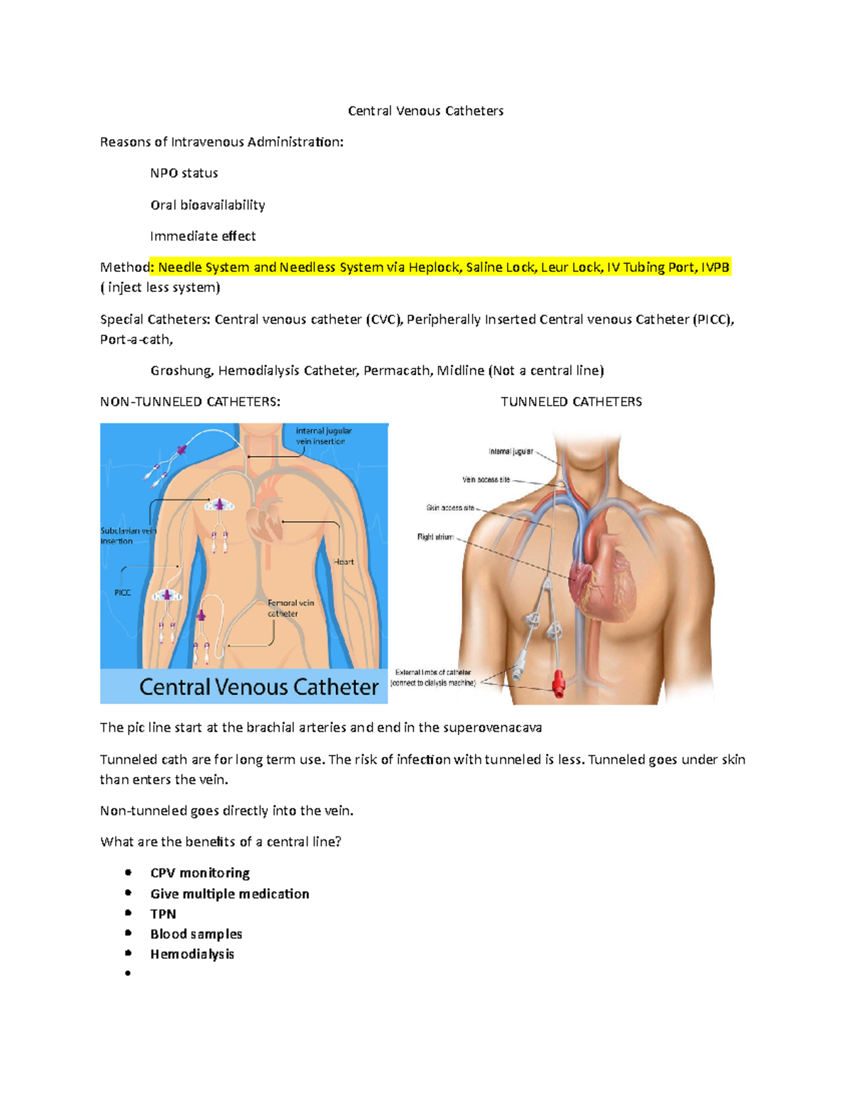 Central Venous Line Activity(1) - Central Venous Catheters Reasons of ...