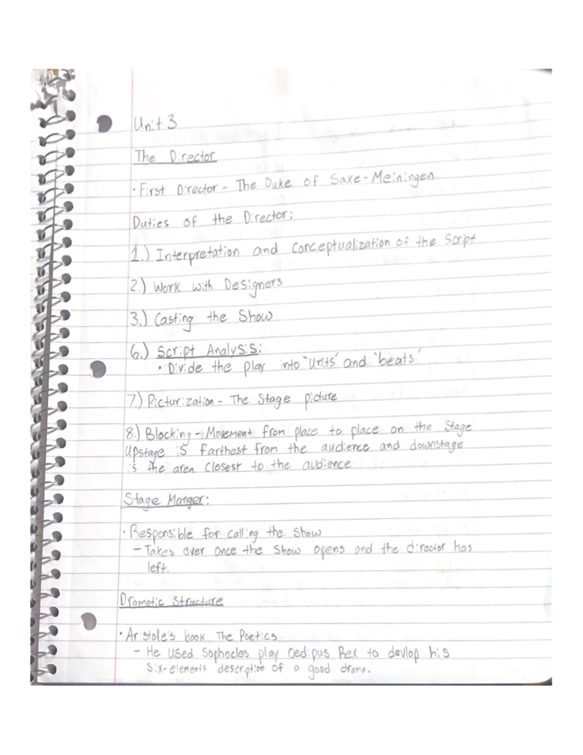 Duties of the Director - Unit 3 Theatre notes - THE111 - Studocu