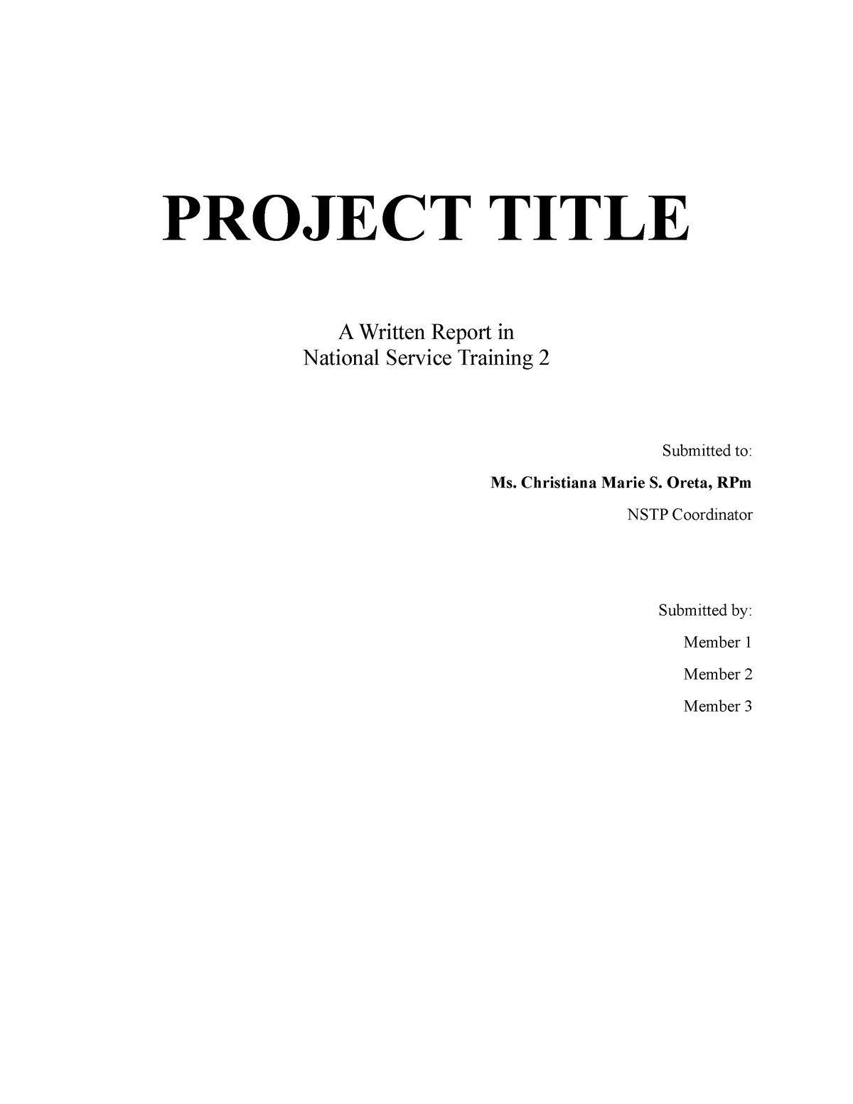 NSTP-2- Written- Report- Format-2024 - PROJECT TITLE A Written Report ...