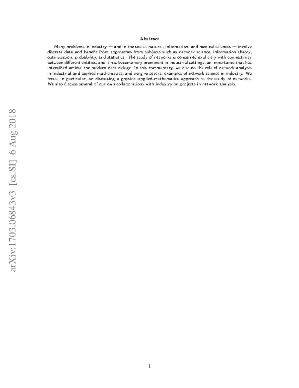 Network - Abstract Many problems in industry — and in the social ...