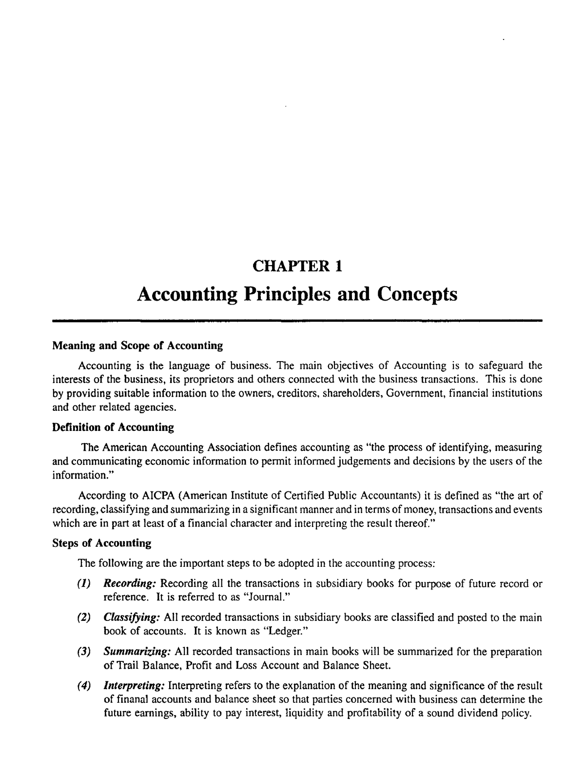 Accounting Principles And Concepts Meani Chapter 1 Accounting Principles And Concepts Meaning 8647