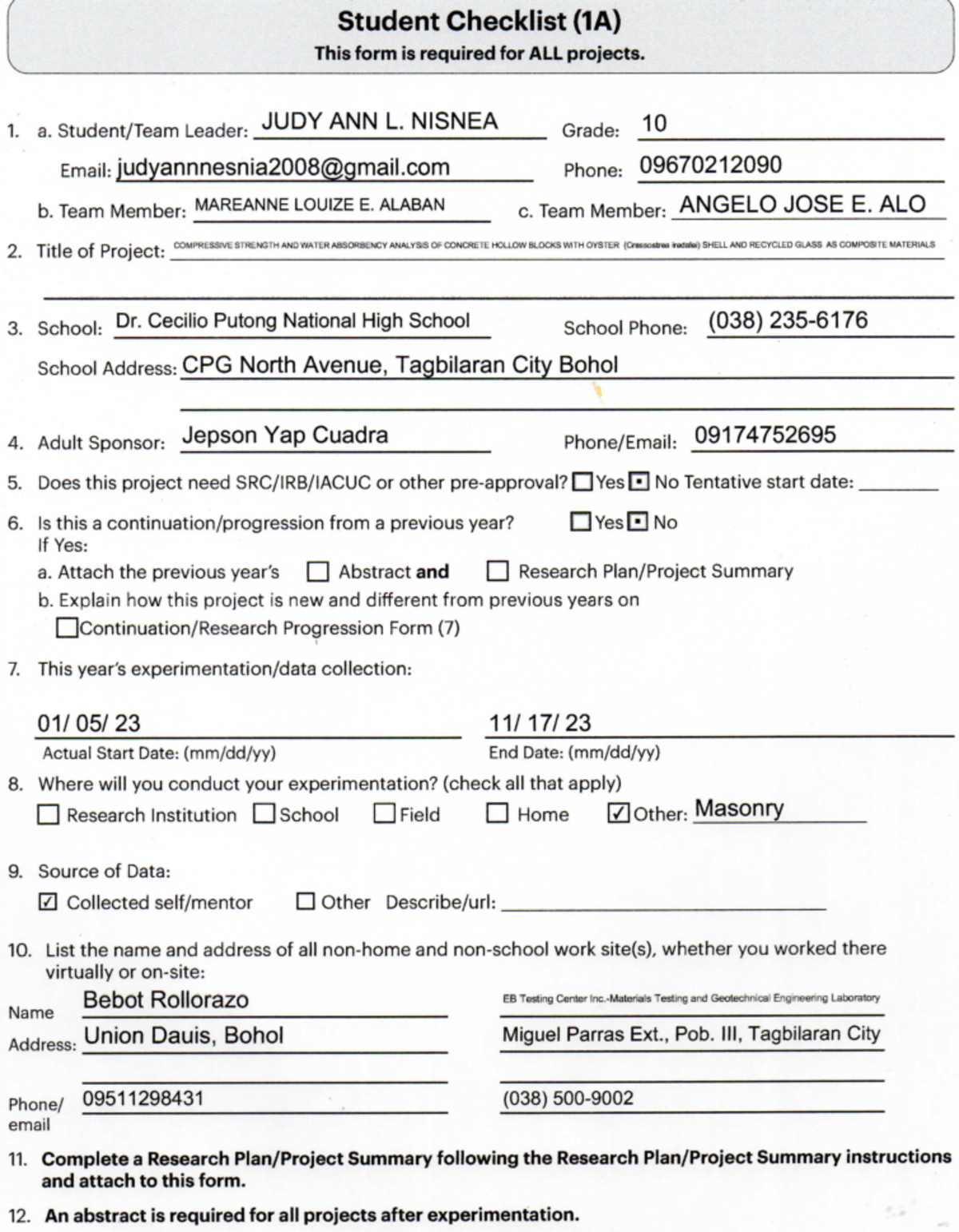 F1 - A1 student checklist for research - B. RESEARCH QUESTIONS What ...