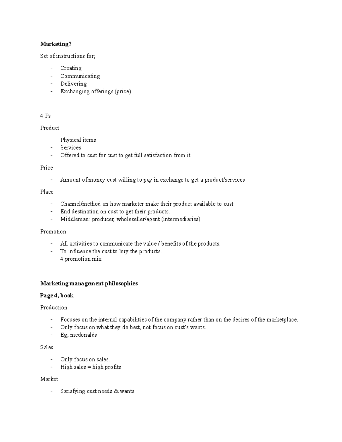 Lesson notes chap 1 MKT243 - Marketing? Set of instructions for ...