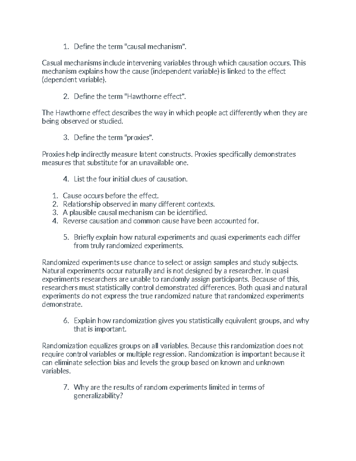 study guide political analysis - Define the term “causal mechanism ...