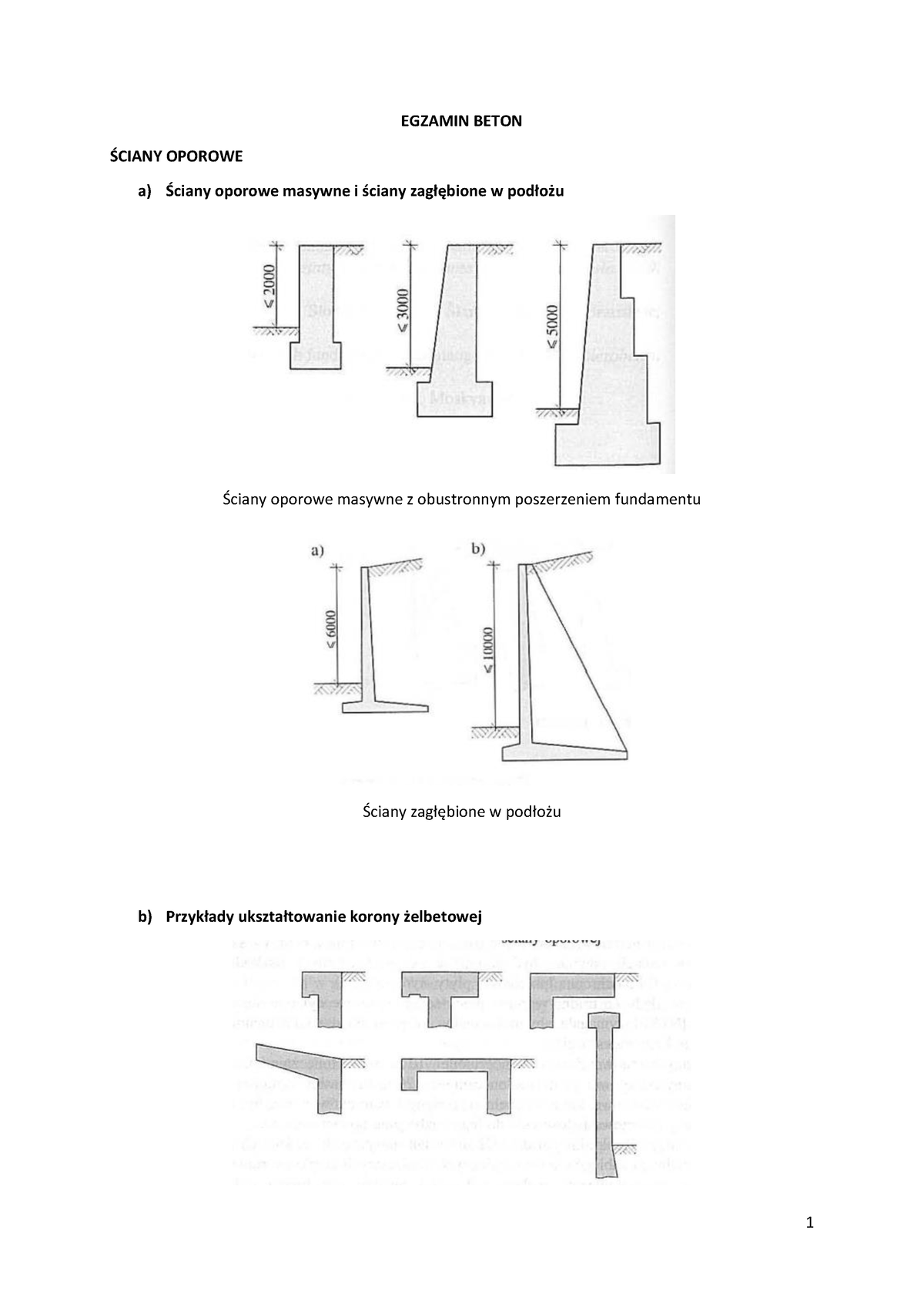 Konstrukcje Betonowe - EGZAMIN BETON [CIANY OPOROWE A) [ciany Oporowe ...