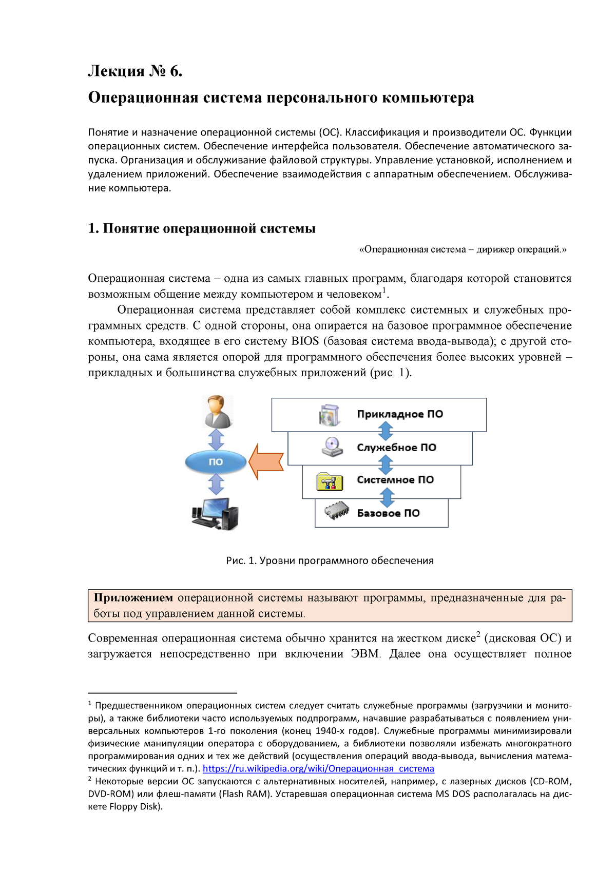 Operate System Lec - Лекция No 6. Операционная система персонального  компьютера Понятие и назначение - Studocu