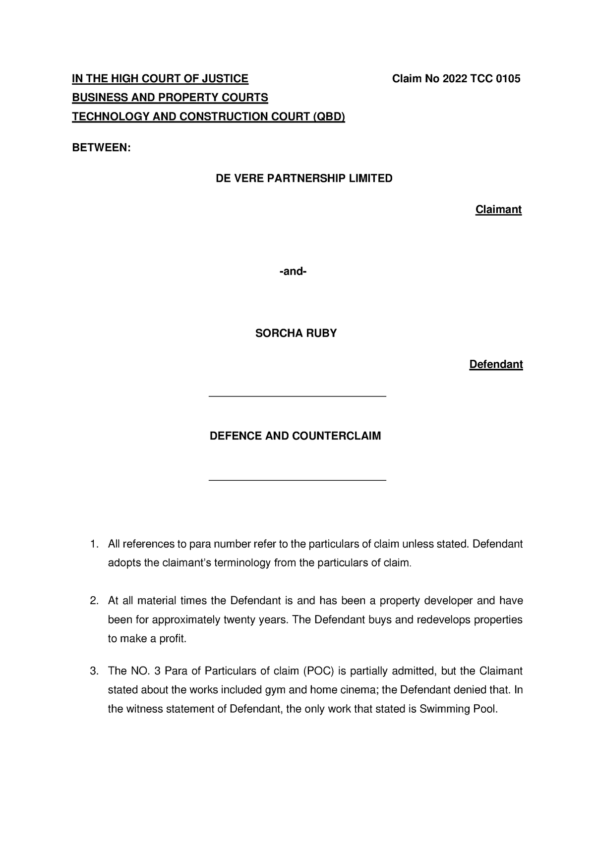 Drafting Formative Assessment - In The High Court Of Justice Claim No 