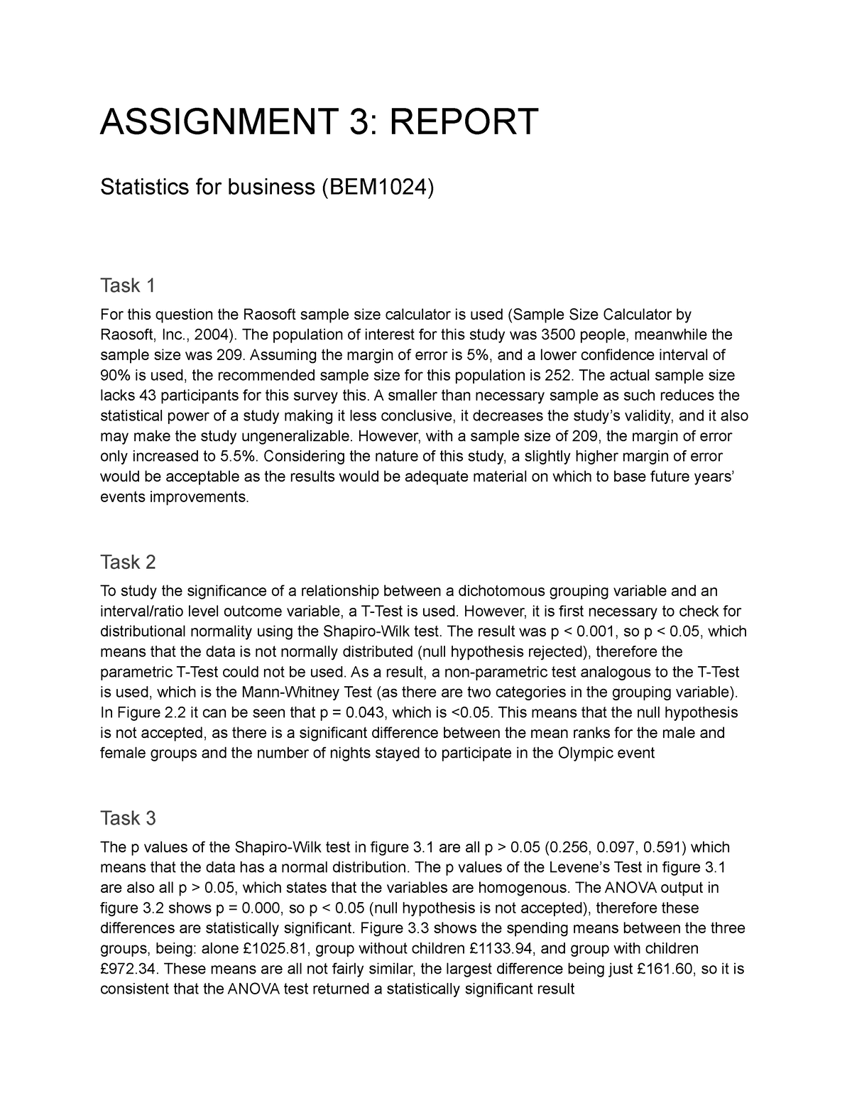 e business report assignment