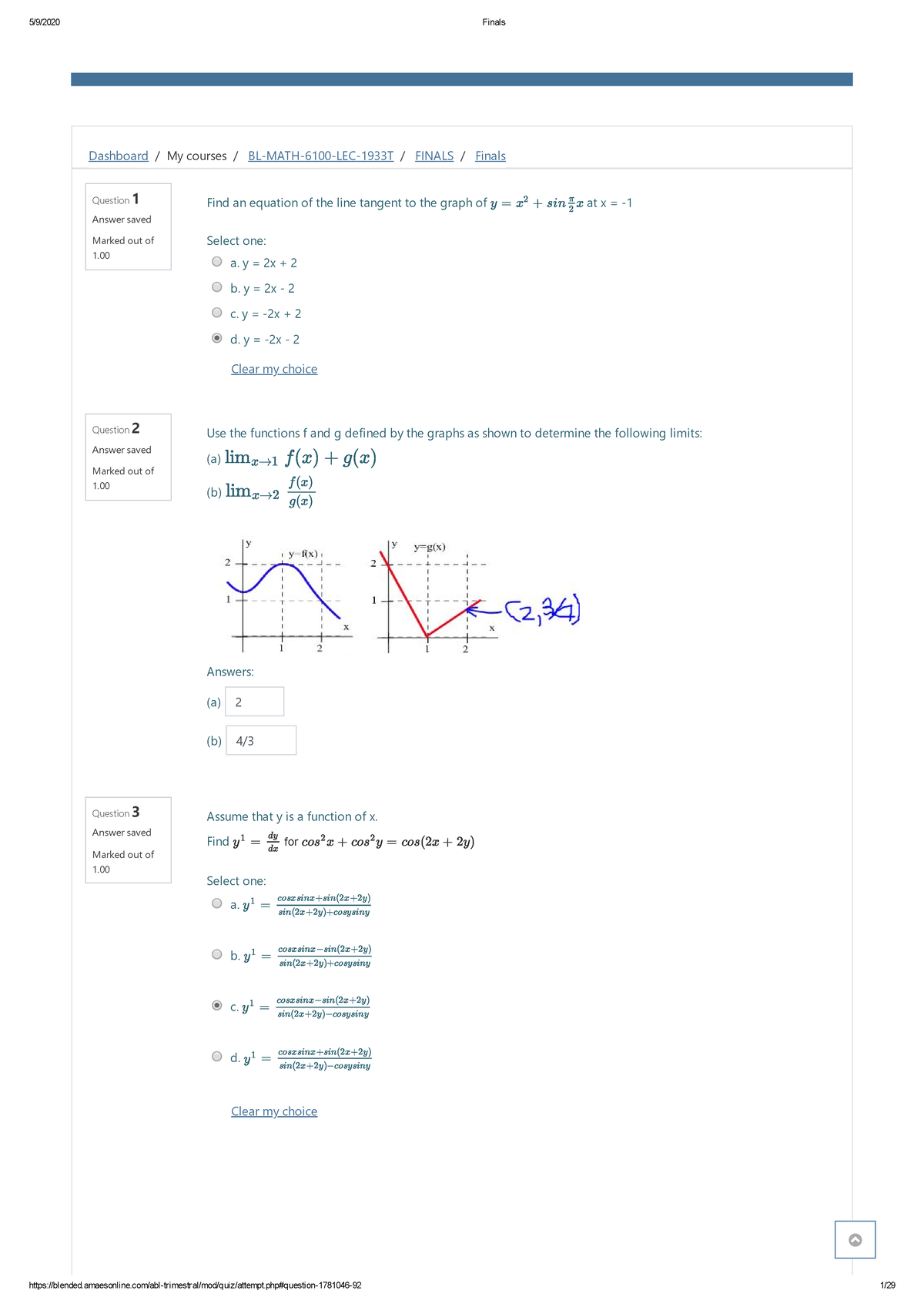 Finals - ####### Dashboard / My Courses / BL-MATH-6100-LEC-1933T ...