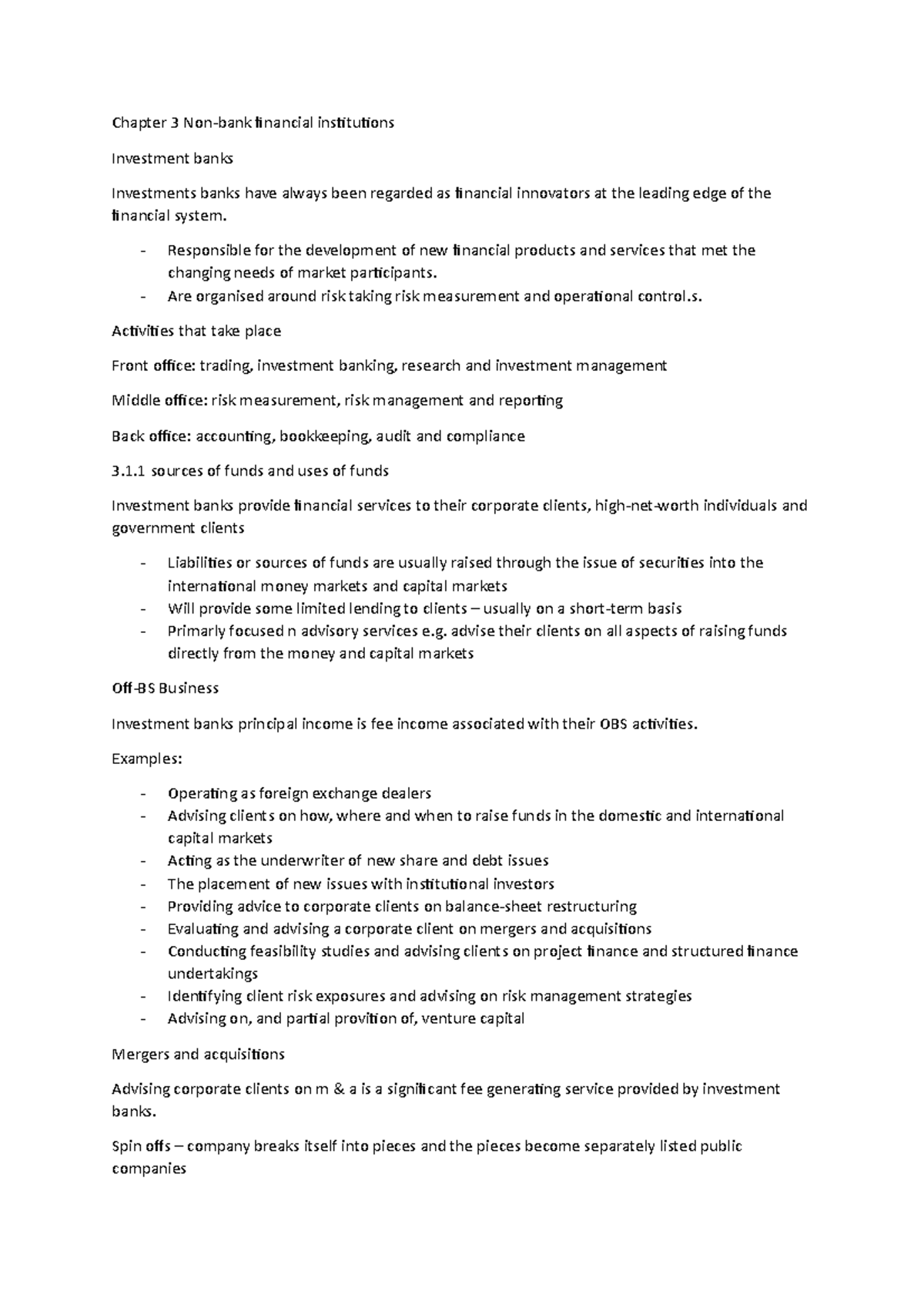 Chapter 3 - Lecture notes 3 - Chapter 3 Non-bank financial institutions ...