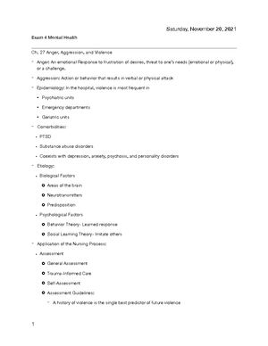 Exam 1 Notes 9 Mental Health - Exam 1 Notes – Unit 1 & 2 Teacher Cell ...