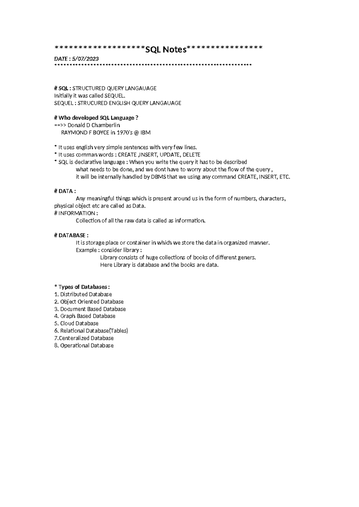 SQL Notes - Summary Computer Engineering - ***SQL Notes DATE : 5/07 ...