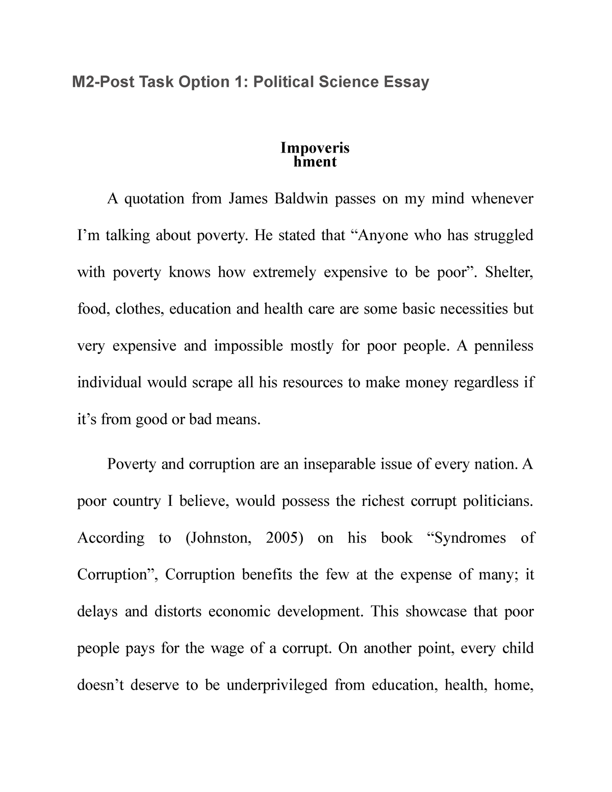 political science essay in english