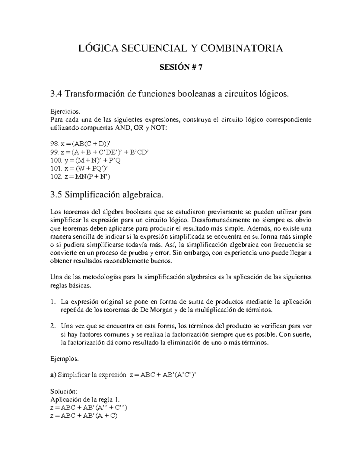 Sesion 07 LSC - fdfsdfd - LÓGICA SECUENCIAL Y COMBINATORIA SESIÓN # 7 3 ...